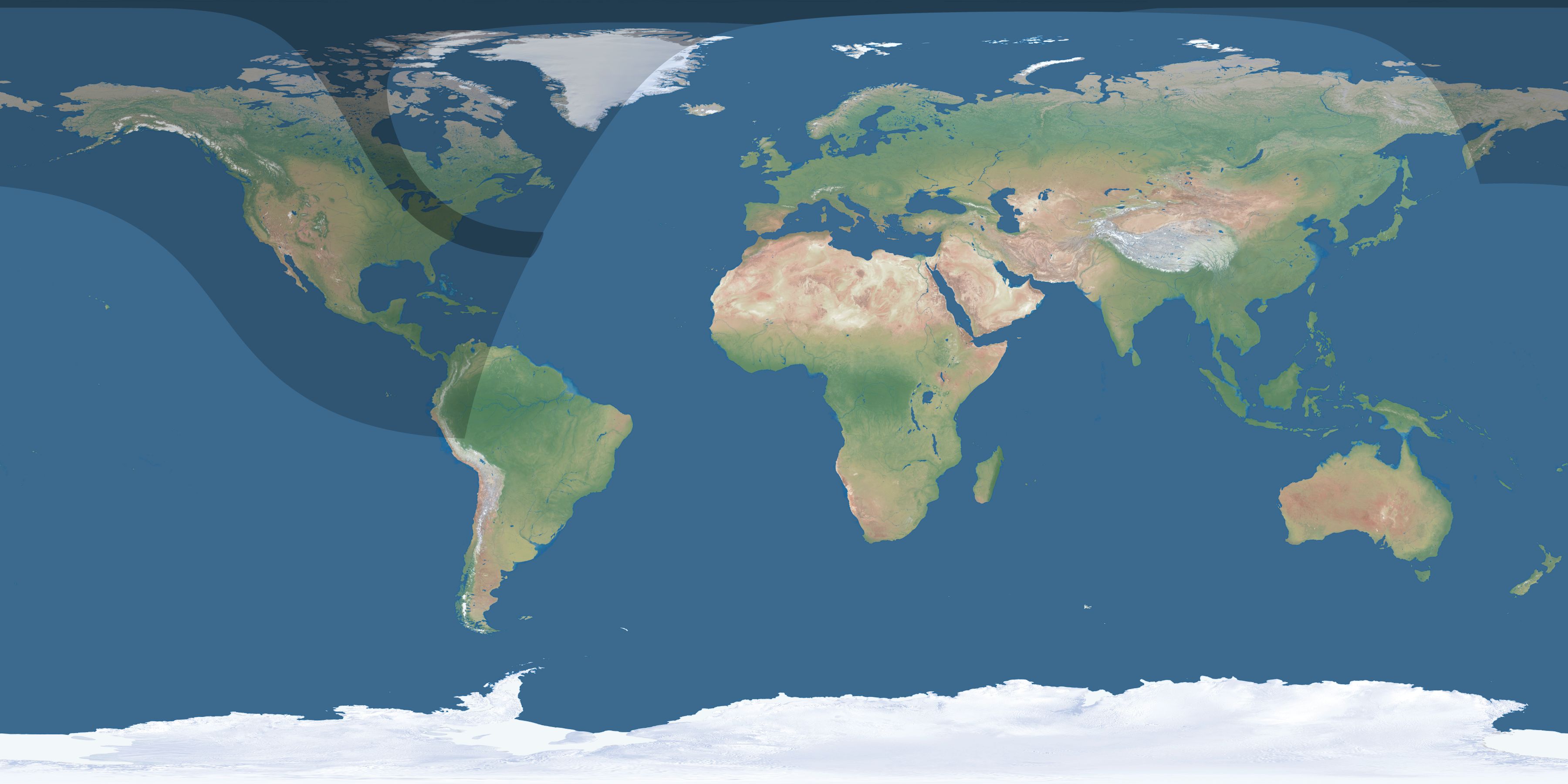 Map of the umbra and penumbra path of the solar eclipse of 09/18/1838