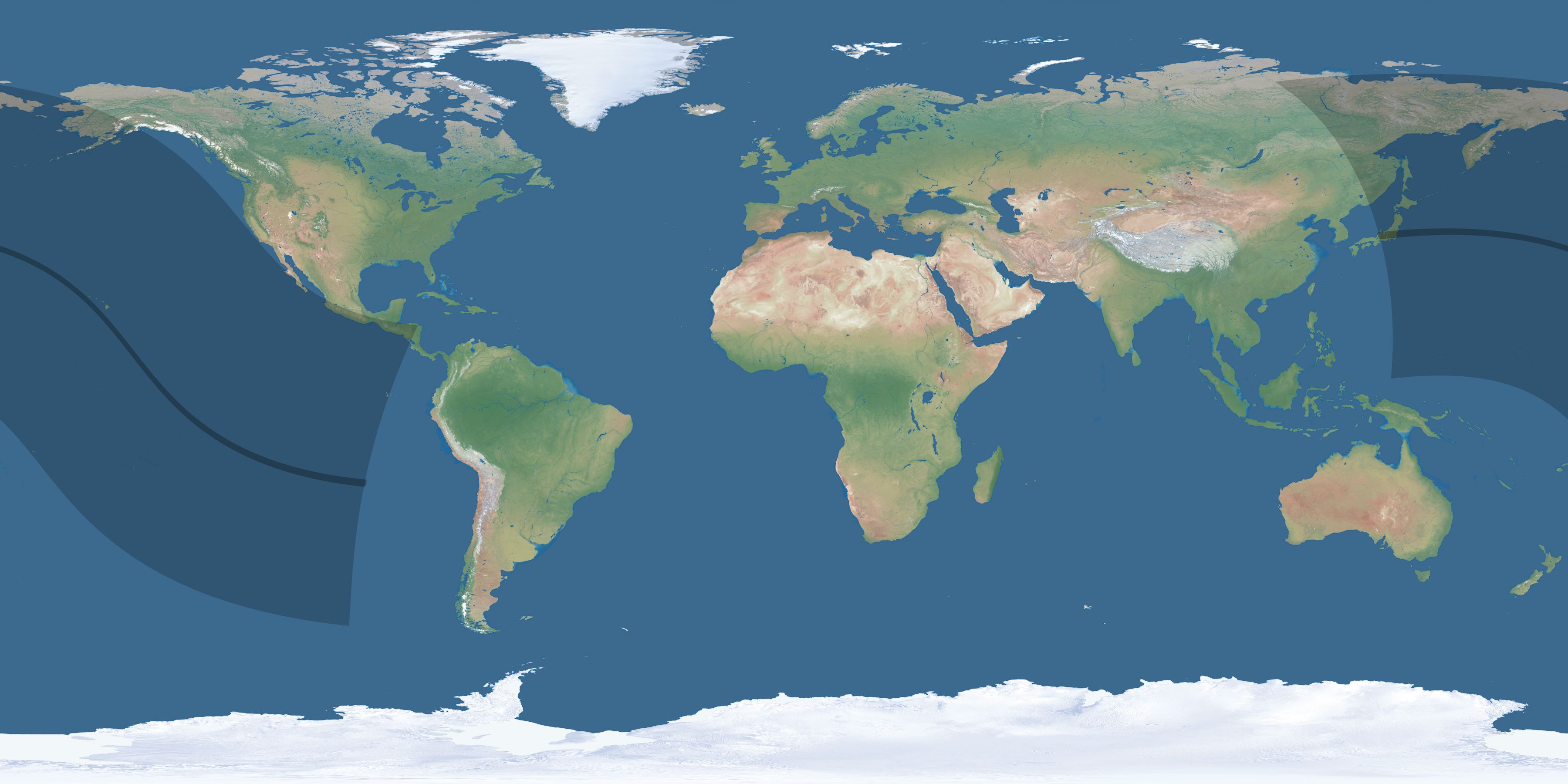 Map of the umbra and penumbra path of the solar eclipse of 09/07/1839