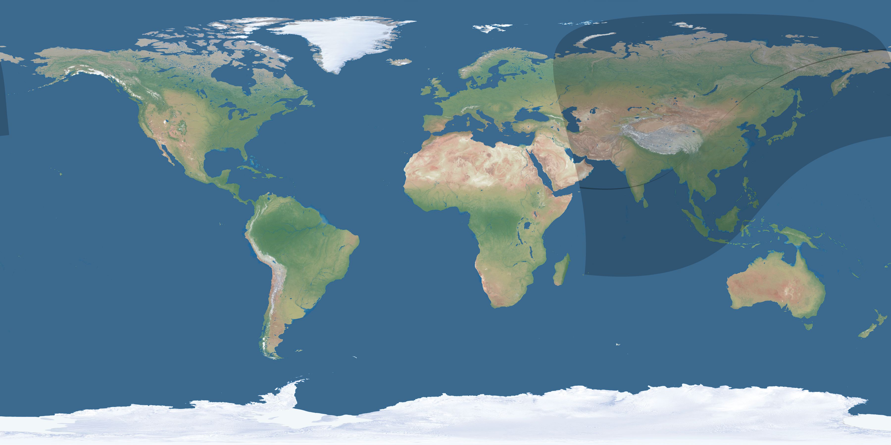 Map of the umbra and penumbra path of the solar eclipse of 03/04/1840