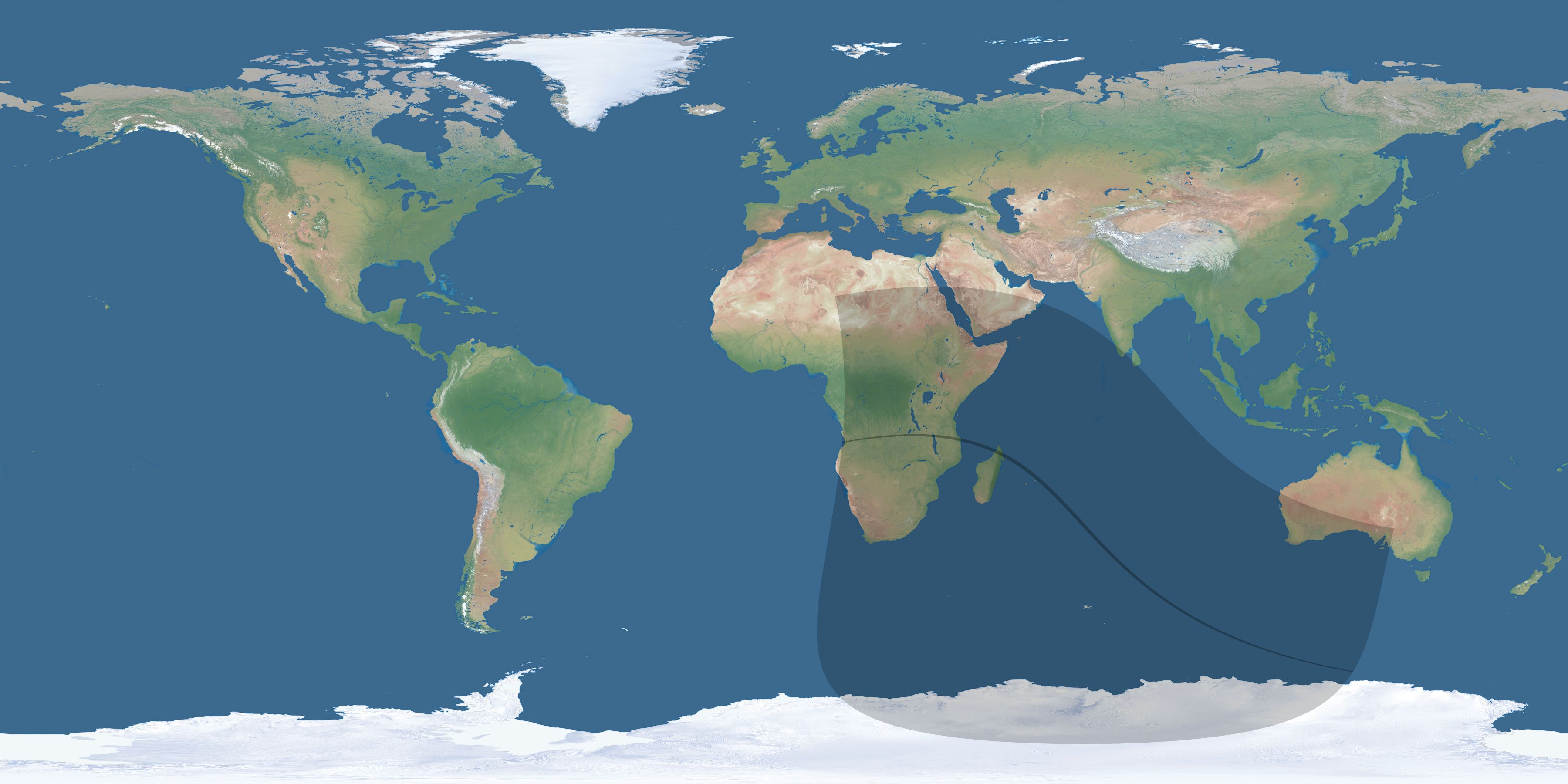 Map of the umbra and penumbra path of the solar eclipse of 08/27/1840