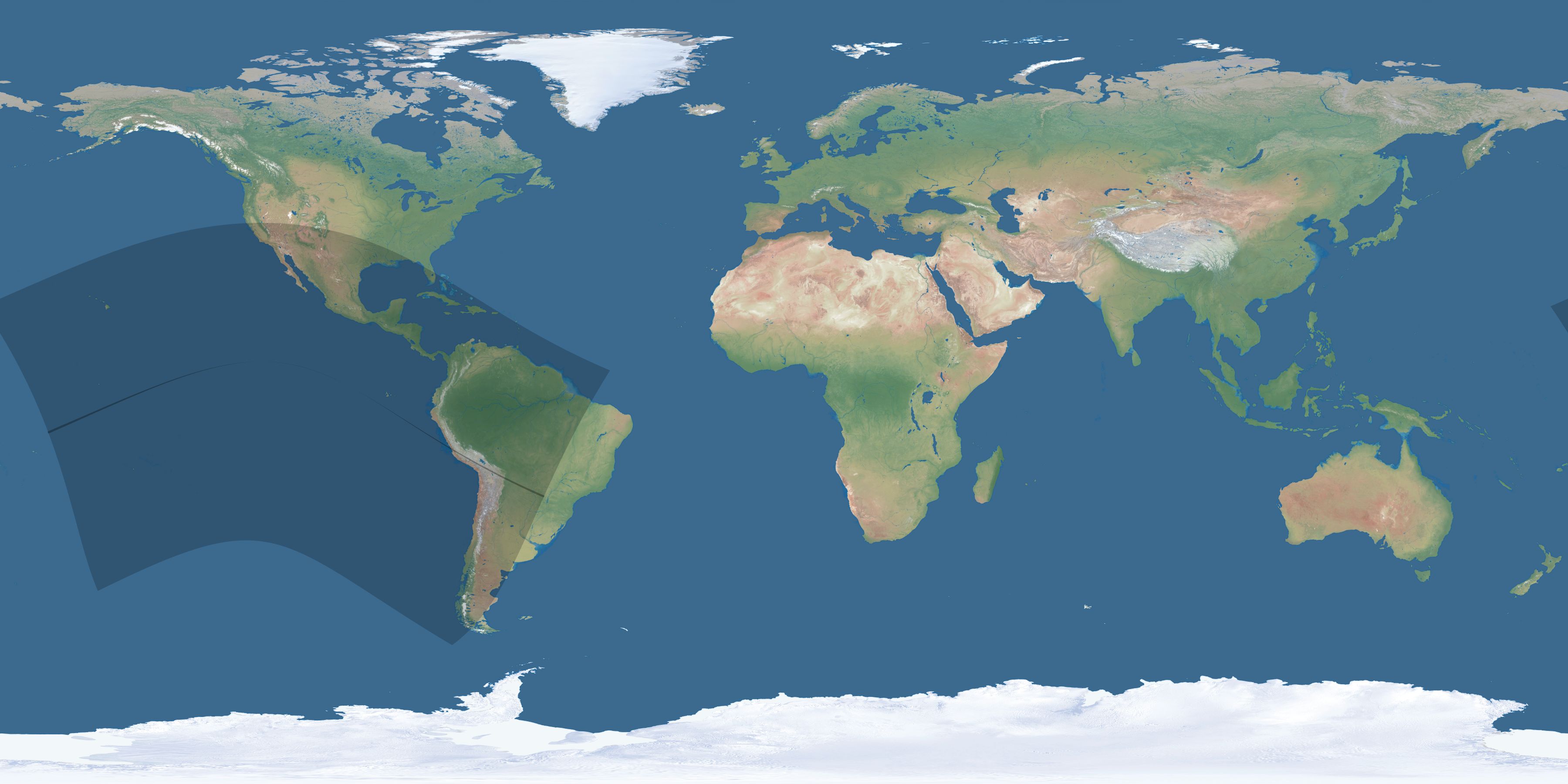 Map of the umbra and penumbra path of the solar eclipse of 06/27/1843