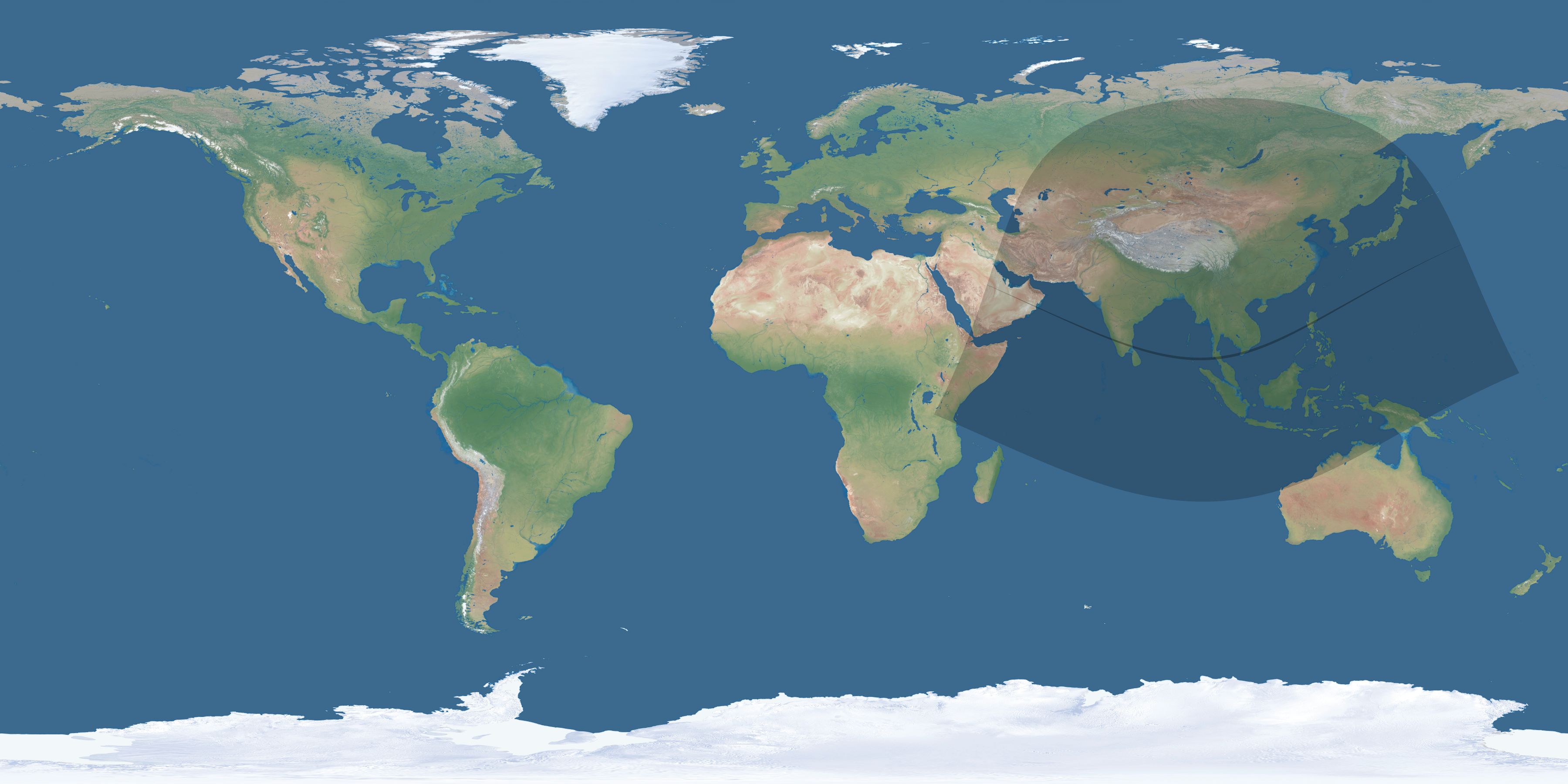 Map of the umbra and penumbra path of the solar eclipse of 12/21/1843