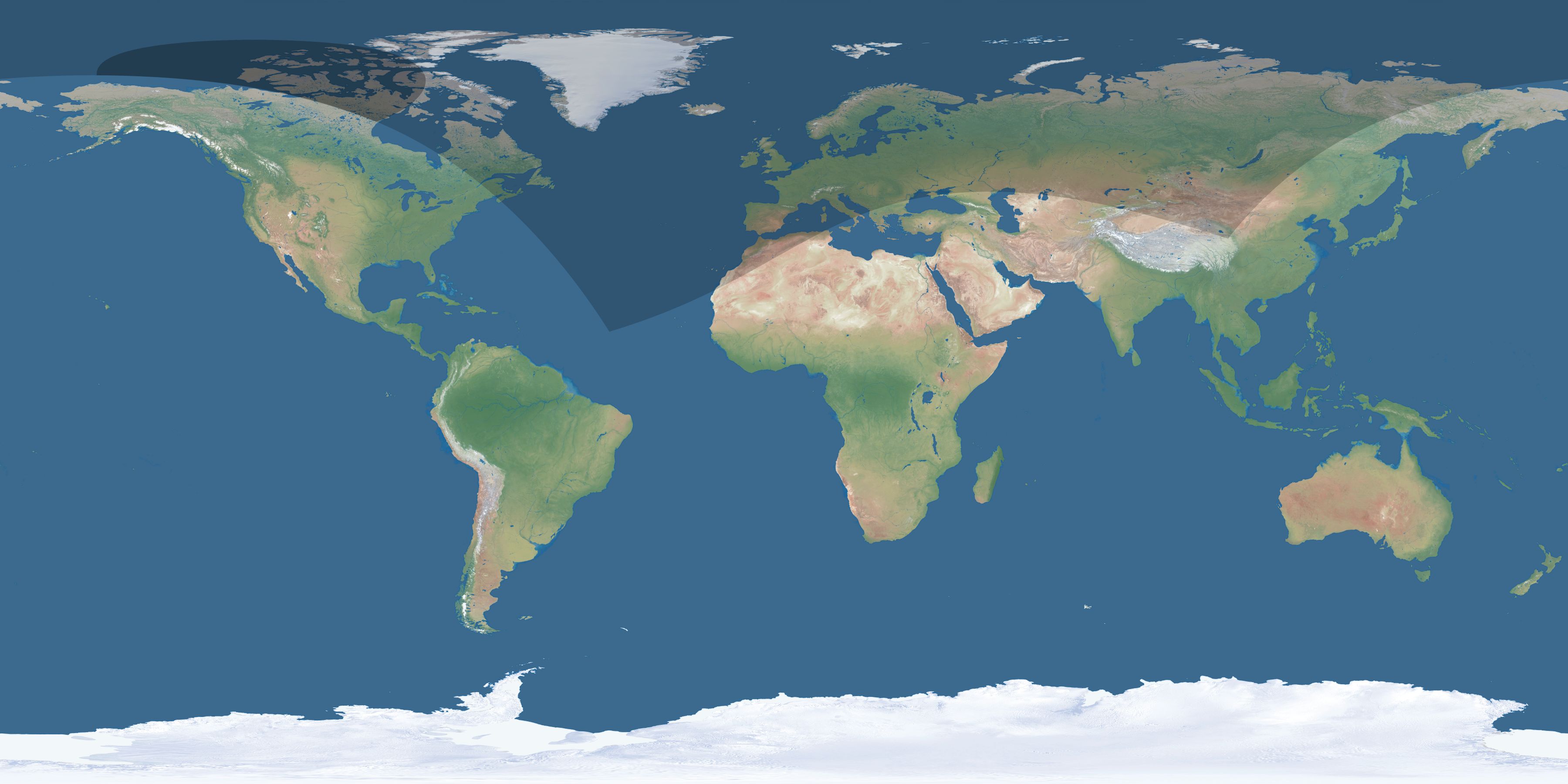 Map of the umbra and penumbra path of the solar eclipse of 05/06/1845