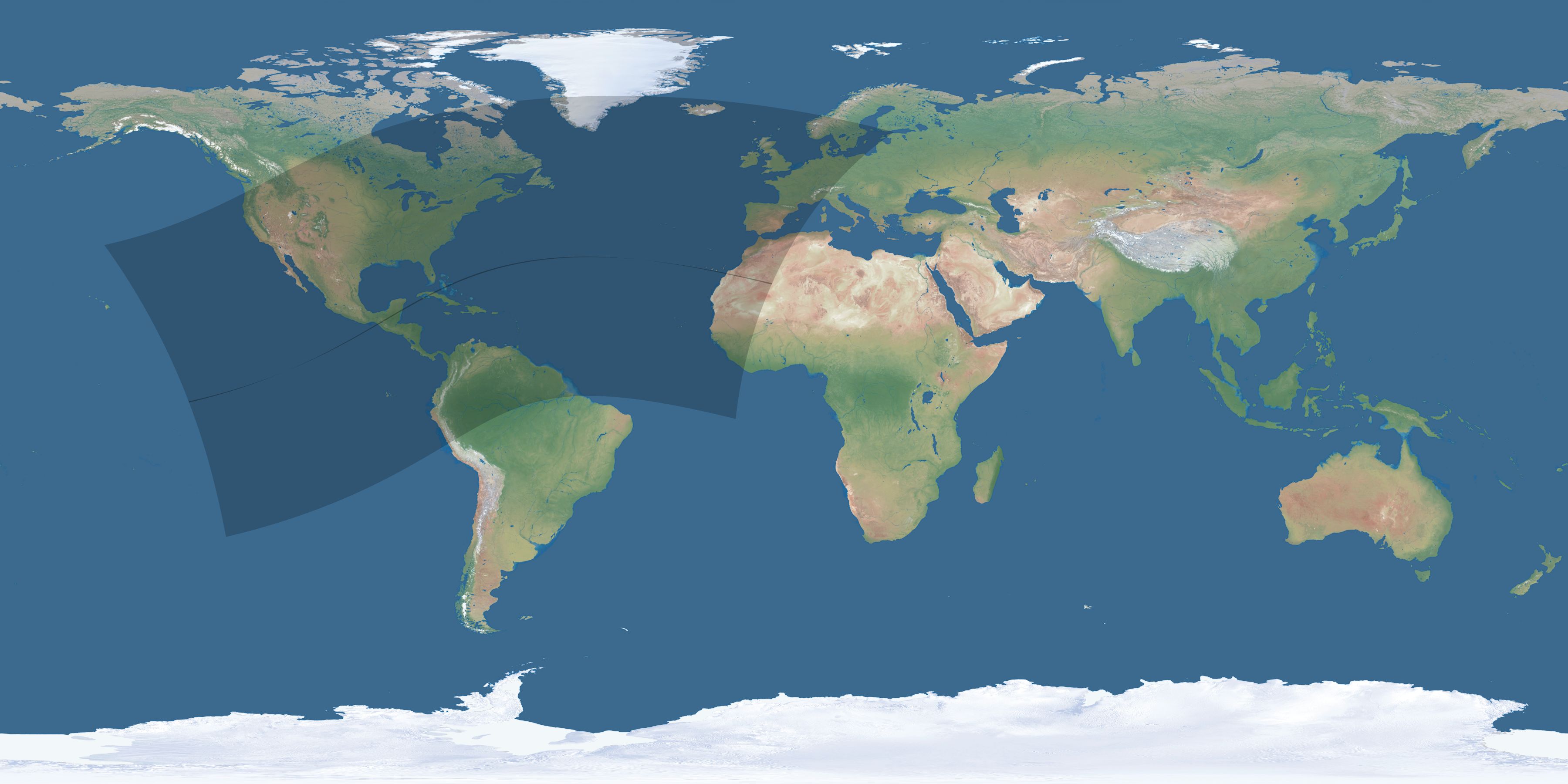 Map of the umbra and penumbra path of the solar eclipse of 04/25/1846