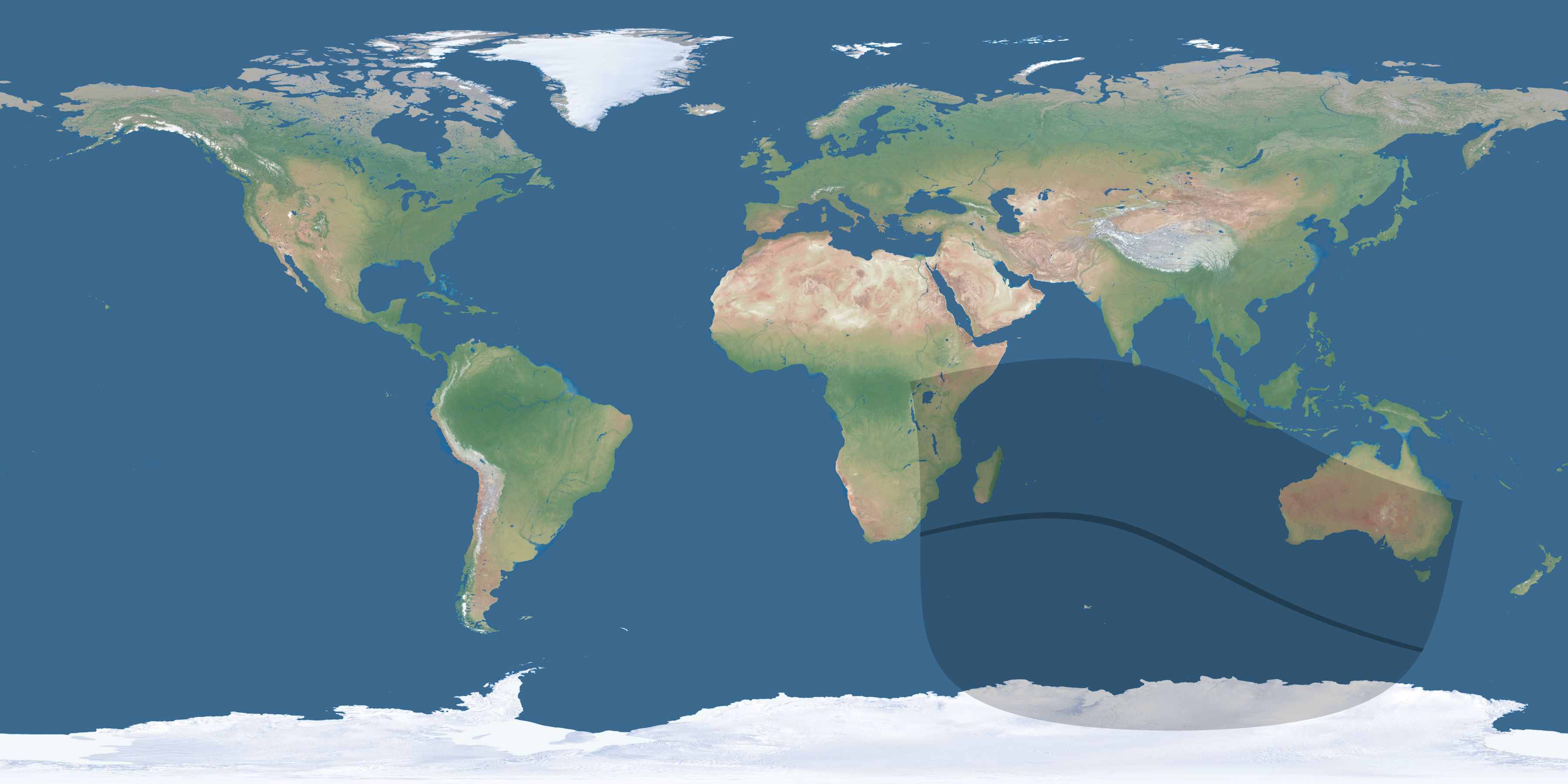Map of the umbra and penumbra path of the solar eclipse of 08/18/1849