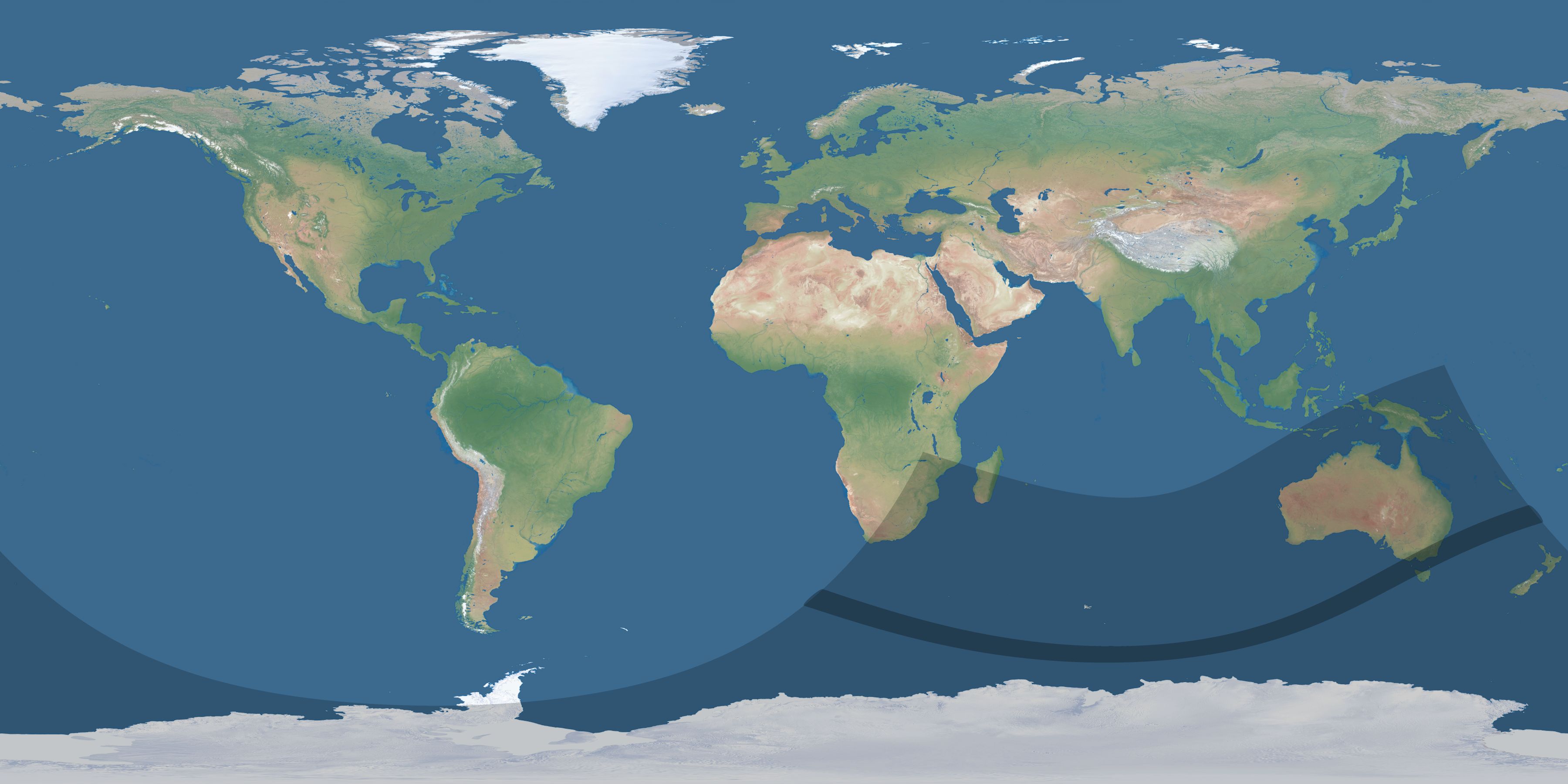 Map of the umbra and penumbra path of the solar eclipse of 02/01/1851