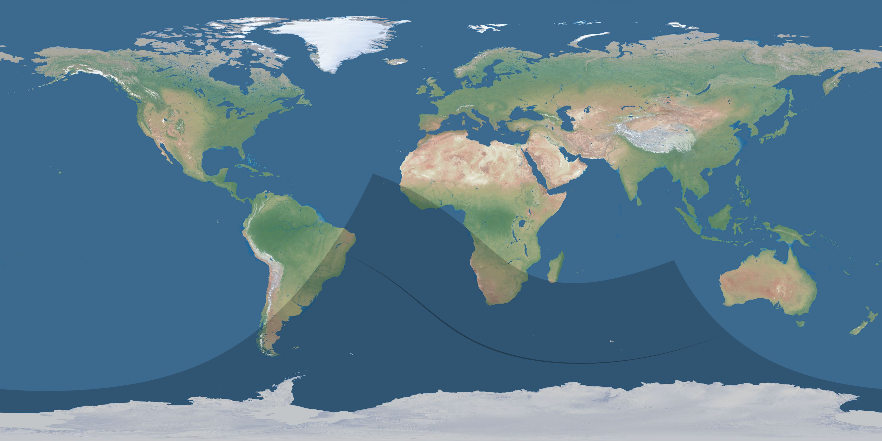 Map of the umbra and penumbra path of the solar eclipse of 11/20/1854