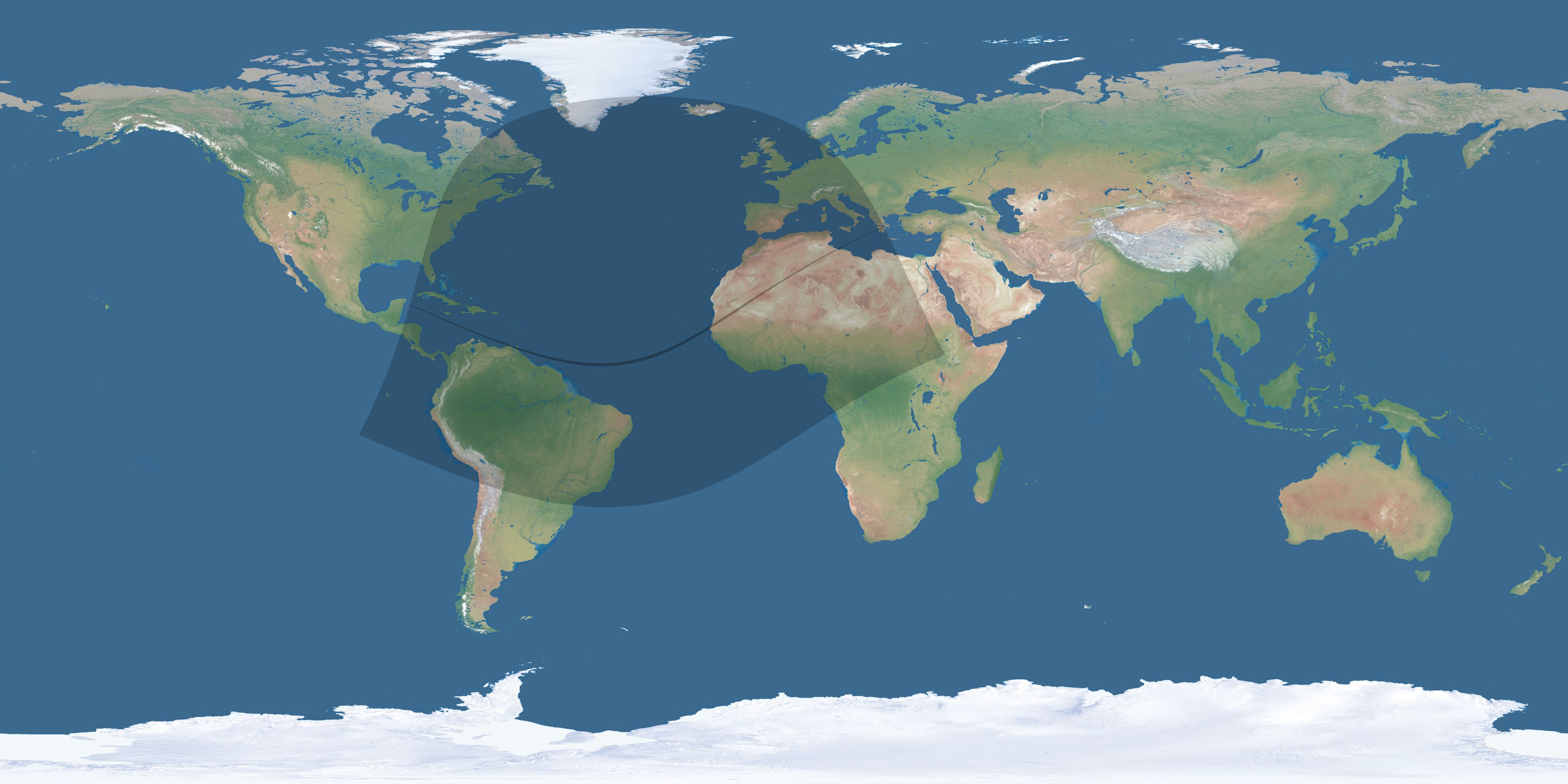 Map of the umbra and penumbra path of the solar eclipse of 12/31/1861