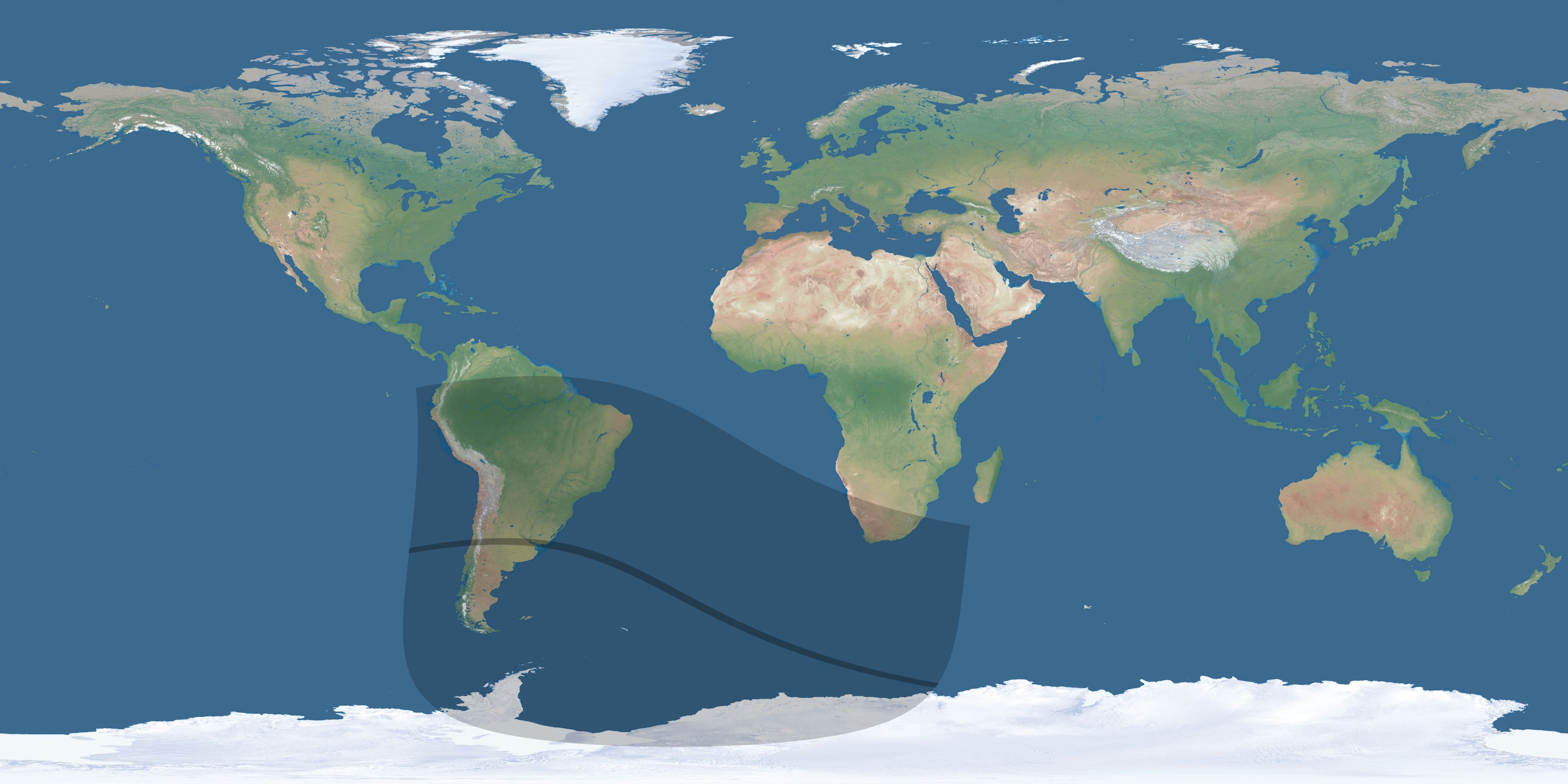 Map of the umbra and penumbra path of the solar eclipse of 08/29/1867