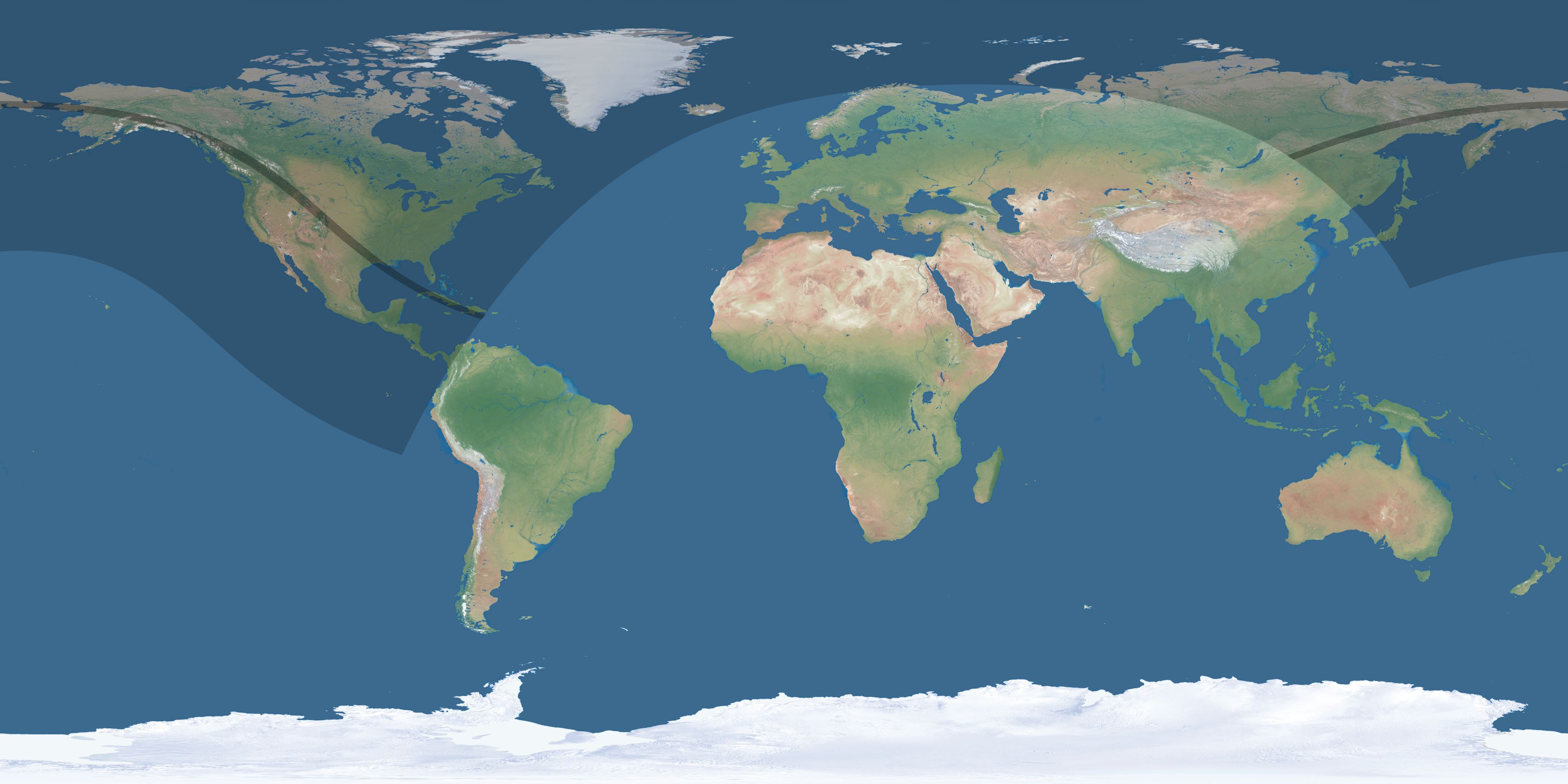 Map of the umbra and penumbra path of the solar eclipse of 07/29/1878
