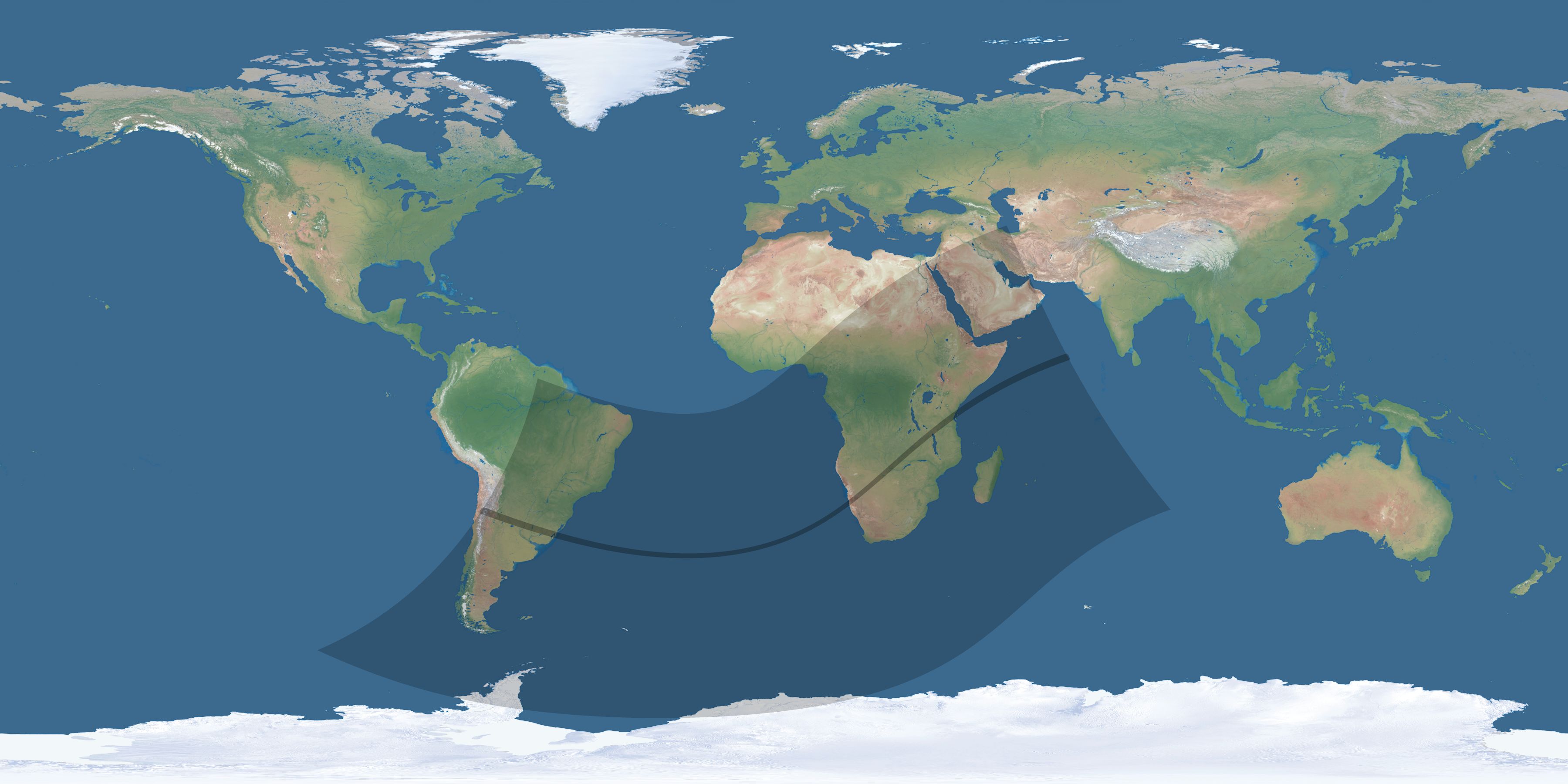 Map of the umbra and penumbra path of the solar eclipse of 01/22/1879