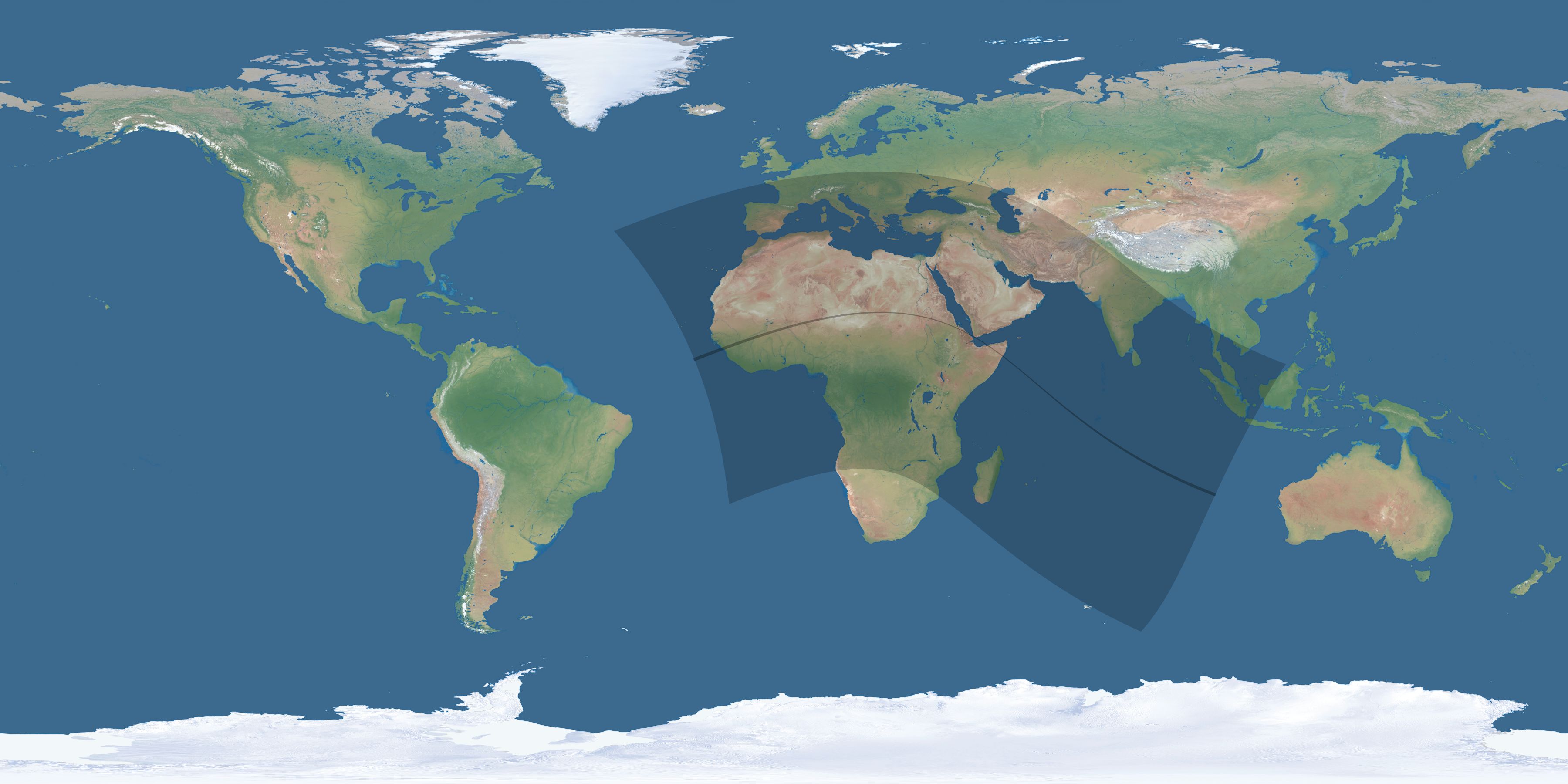 Map of the umbra and penumbra path of the solar eclipse of 07/19/1879