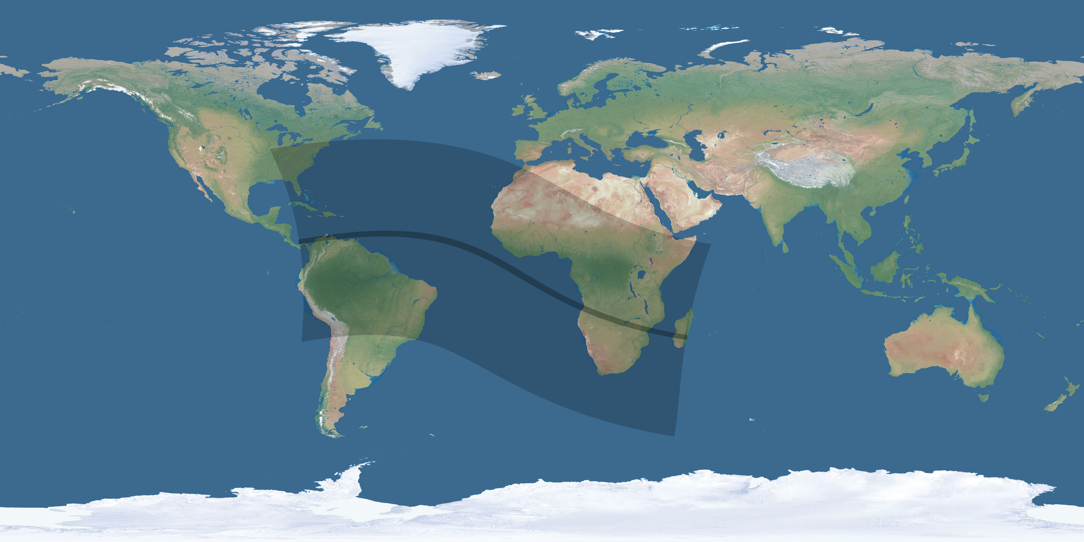 Map of the umbra and penumbra path of the solar eclipse of 08/29/1886