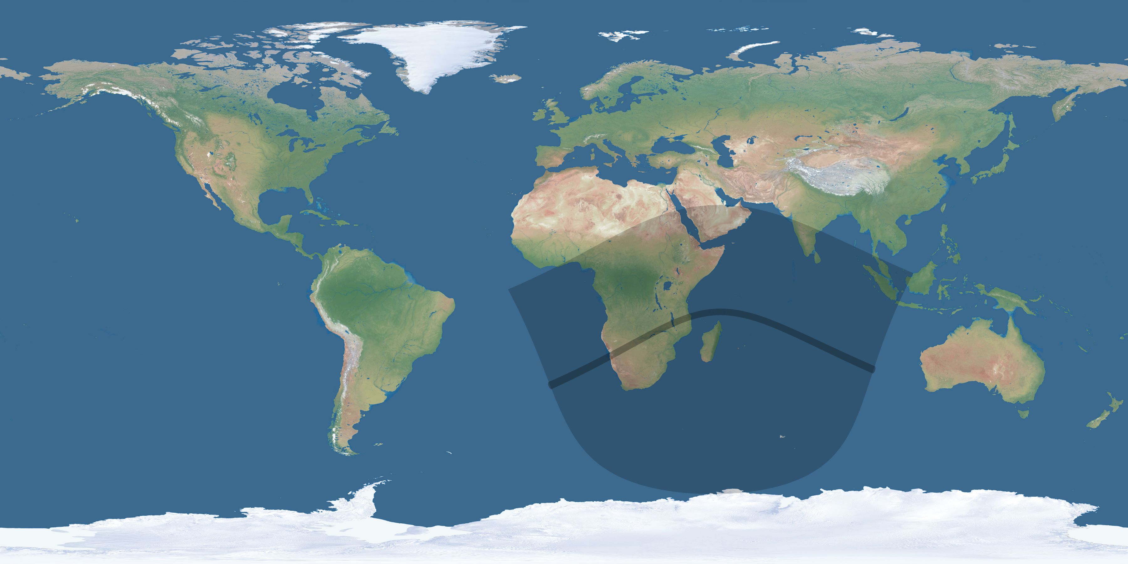Map of the umbra and penumbra path of the solar eclipse of 06/28/1889