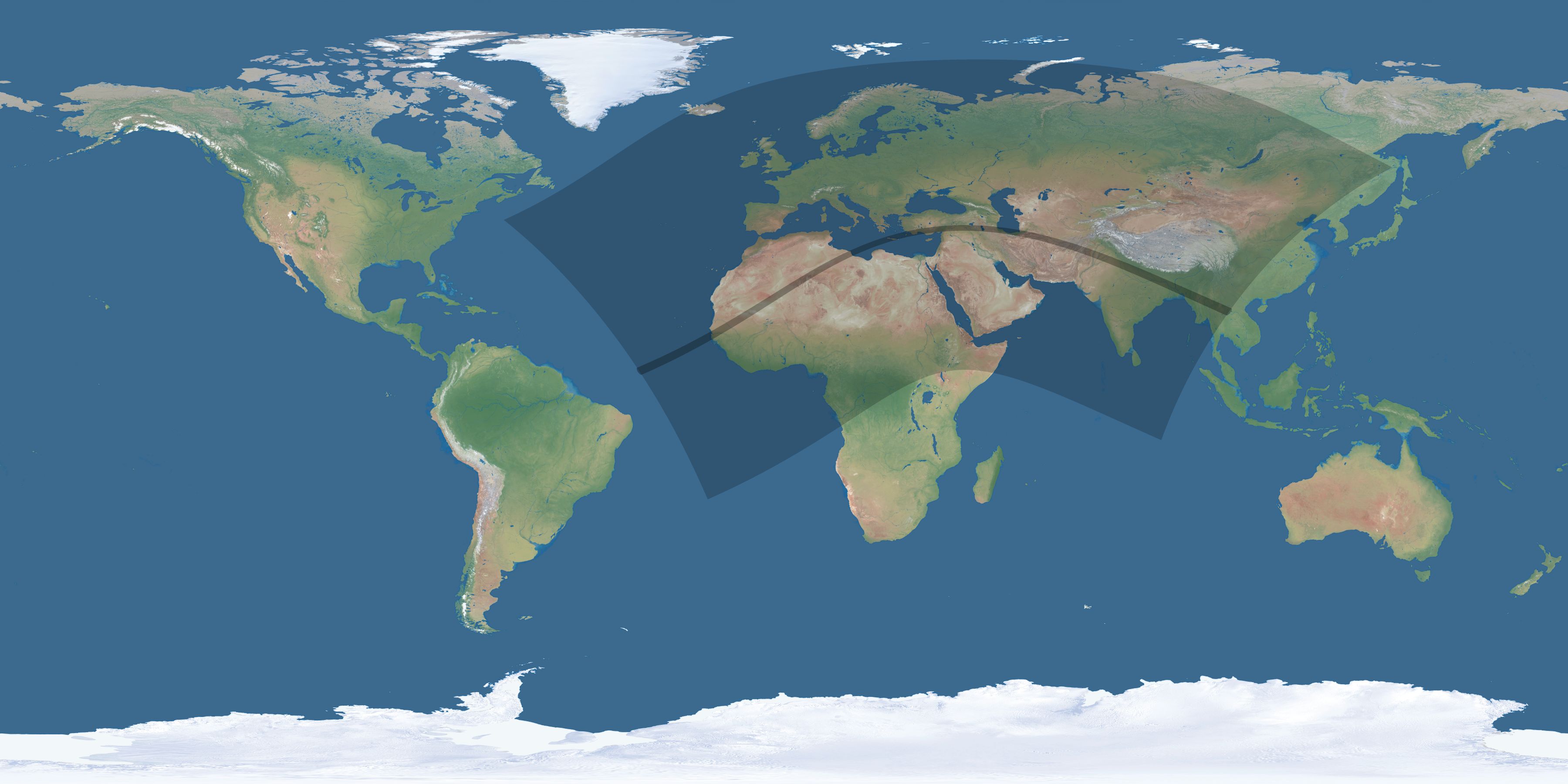 Map of the umbra and penumbra path of the solar eclipse of 06/17/1890