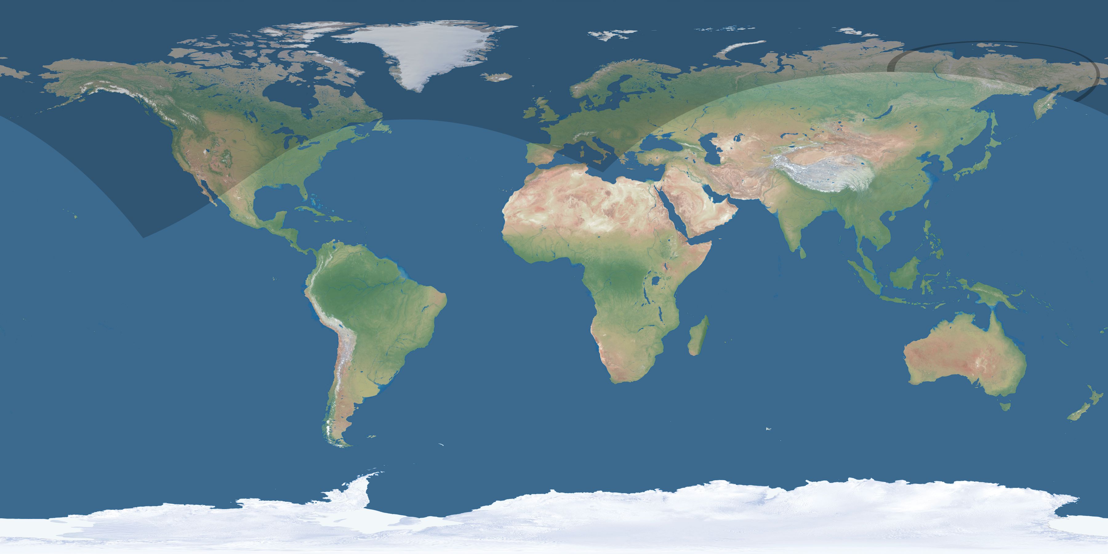 Map of the umbra and penumbra path of the solar eclipse of 06/06/1891