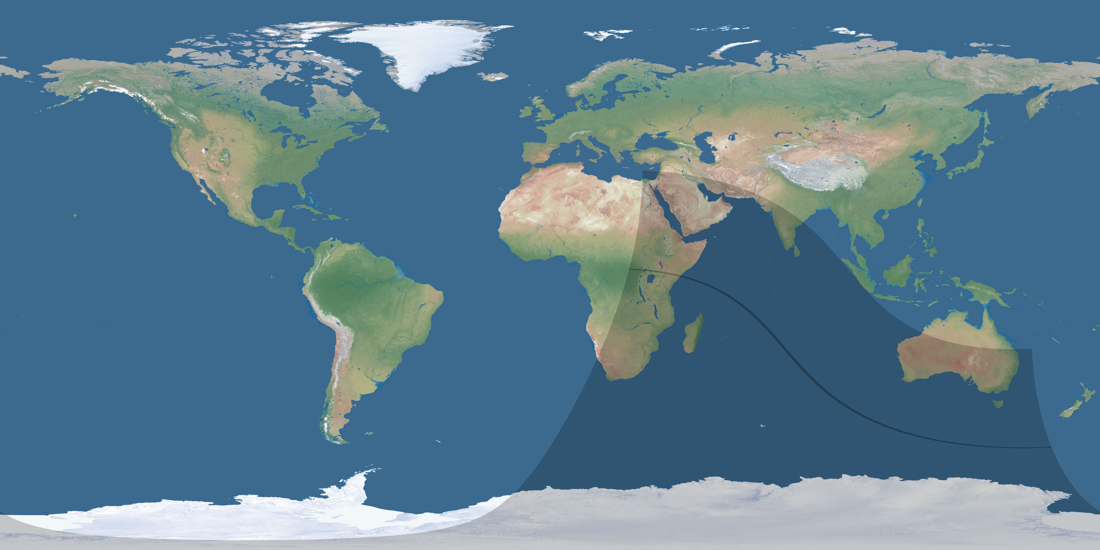 Map of the umbra and penumbra path of the solar eclipse of 09/29/1894