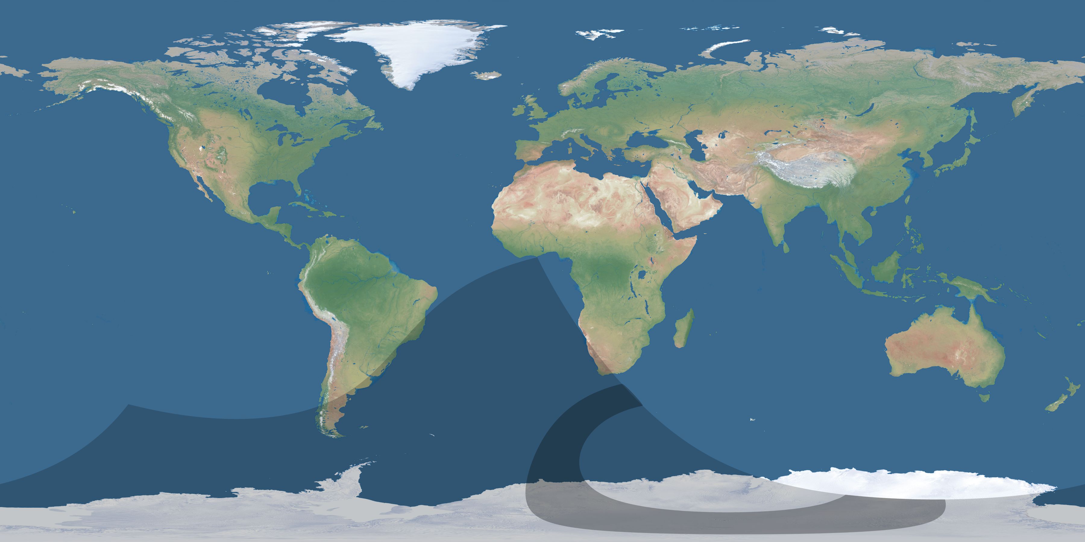 Map of the umbra and penumbra path of the solar eclipse of 02/13/1896