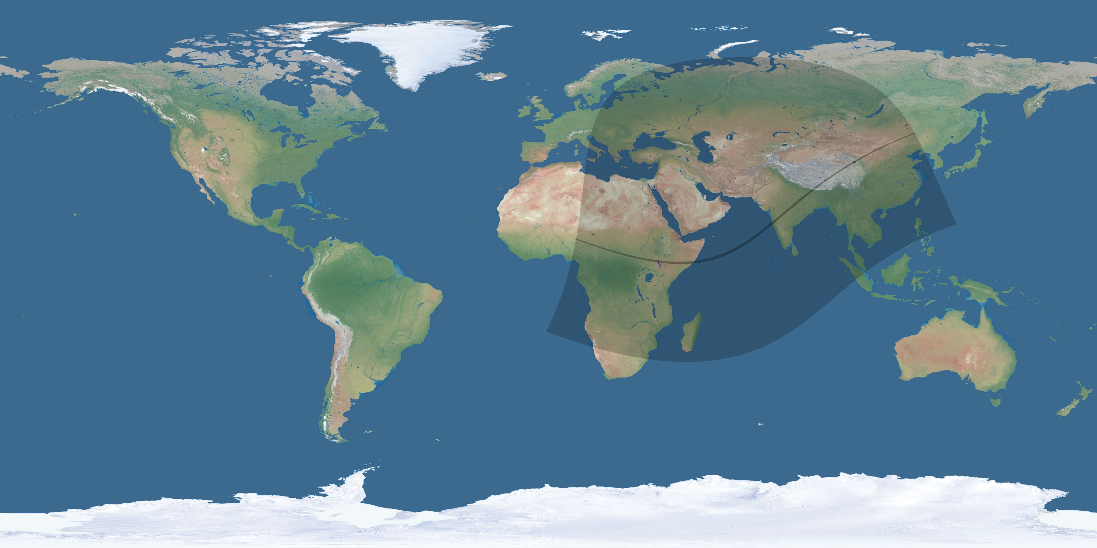 Map of the umbra and penumbra path of the solar eclipse of 01/22/1898