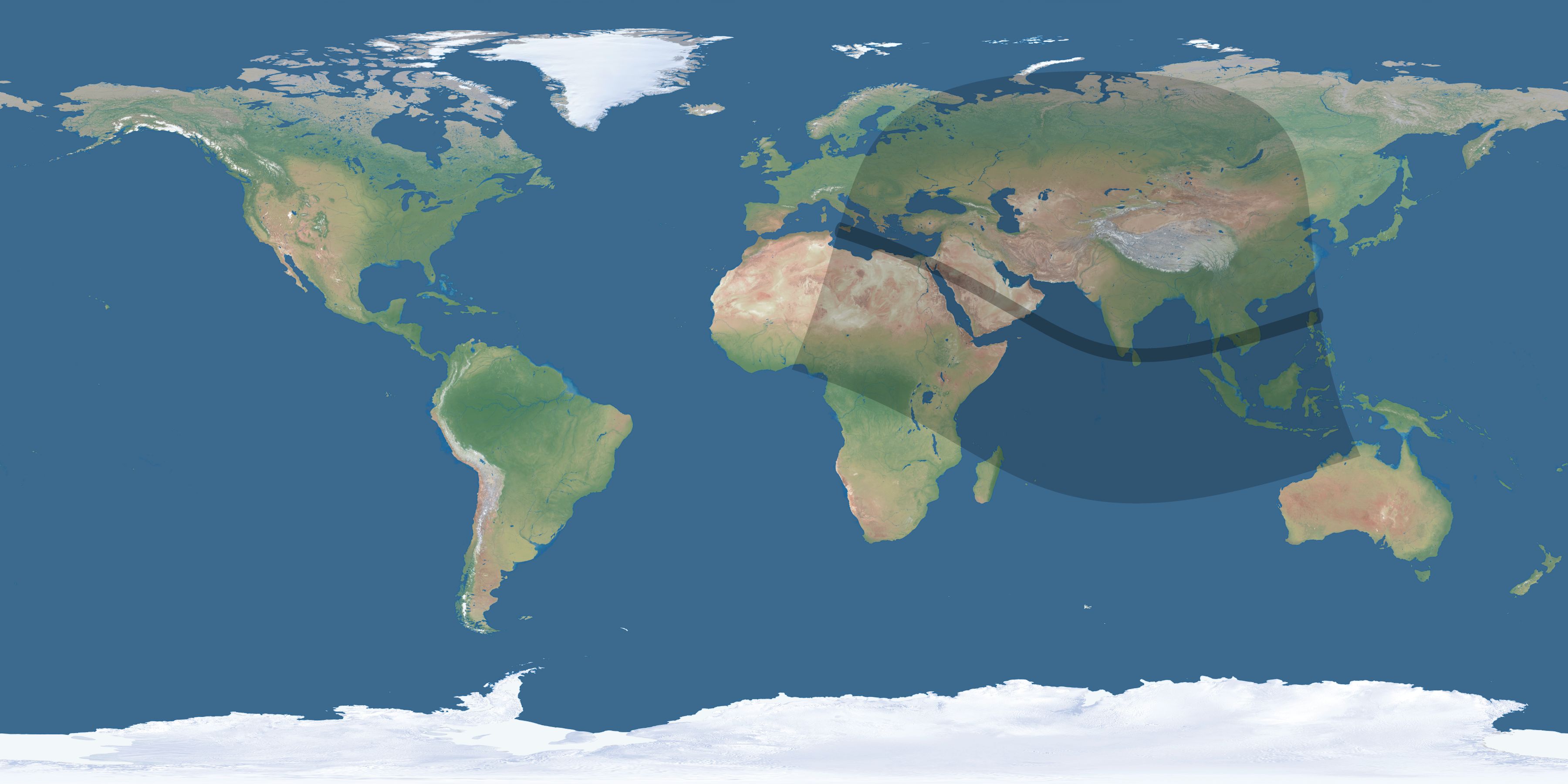 Map of the umbra and penumbra path of the solar eclipse of 11/11/1901