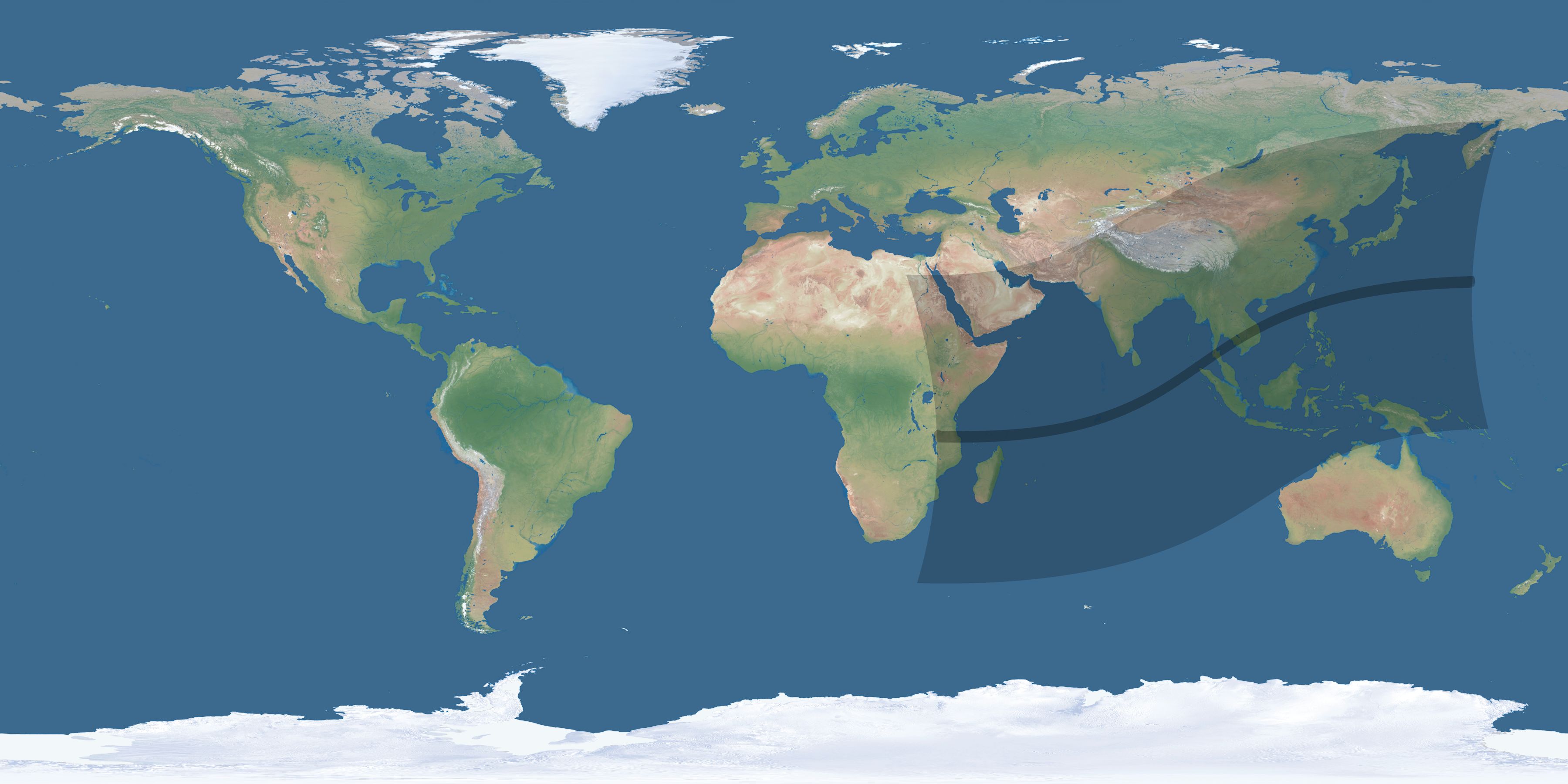 Map of the umbra and penumbra path of the solar eclipse of 03/17/1904