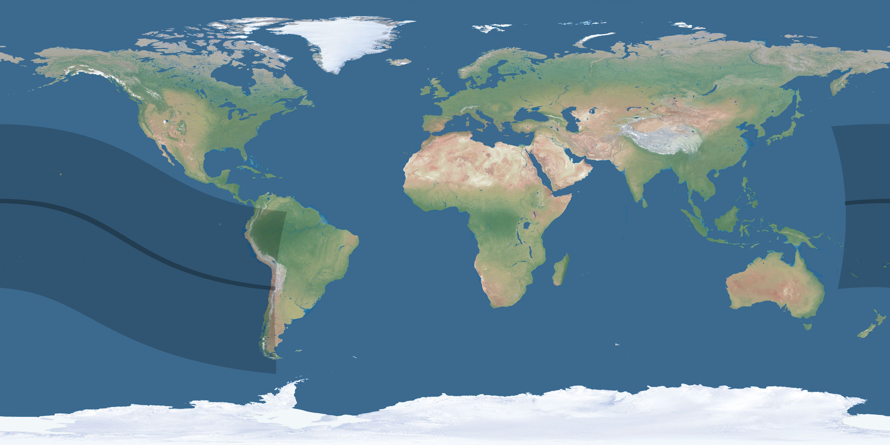 Map of the umbra and penumbra path of the solar eclipse of 09/09/1904