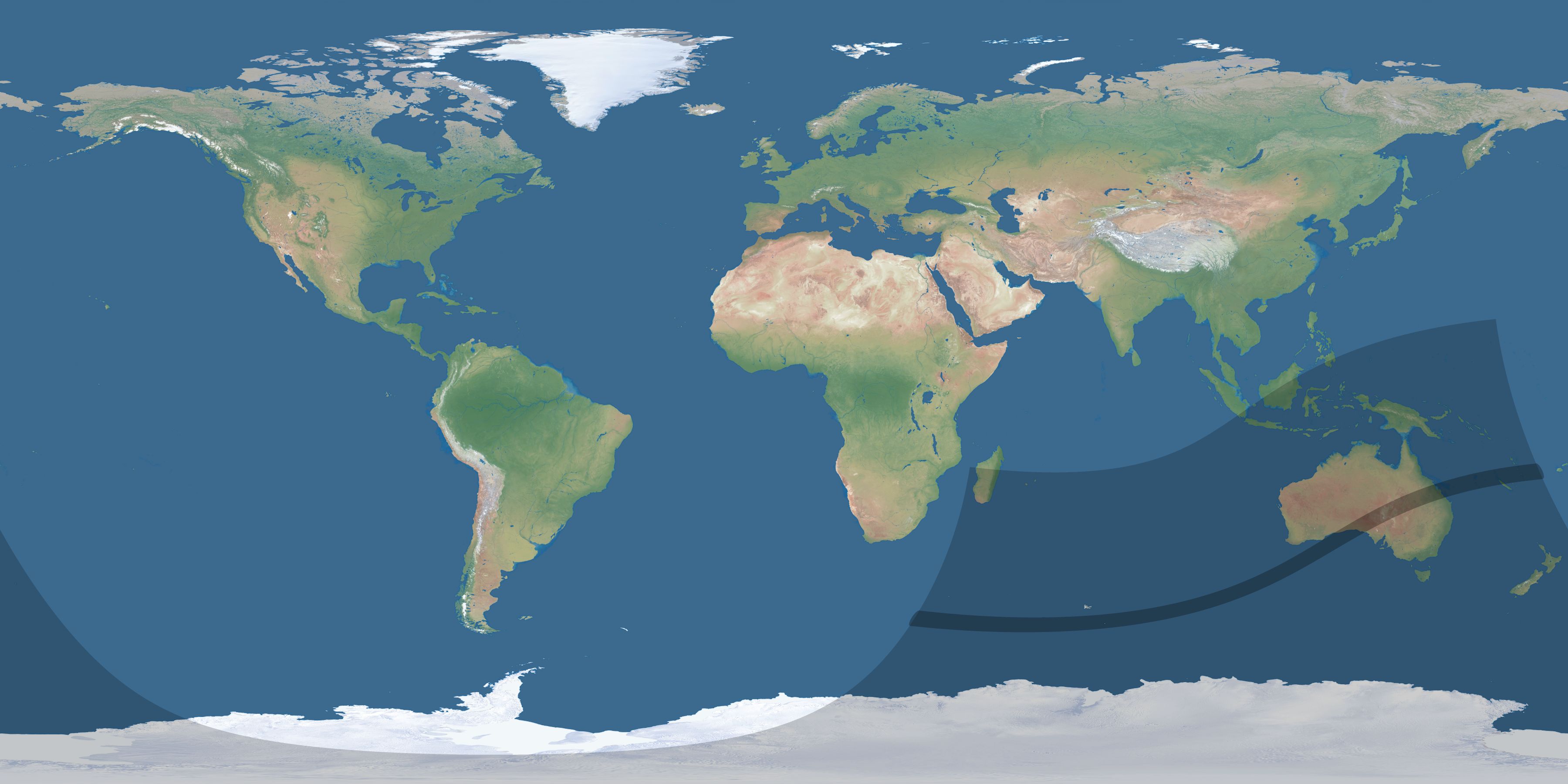 Map of the umbra and penumbra path of the solar eclipse of 03/06/1905