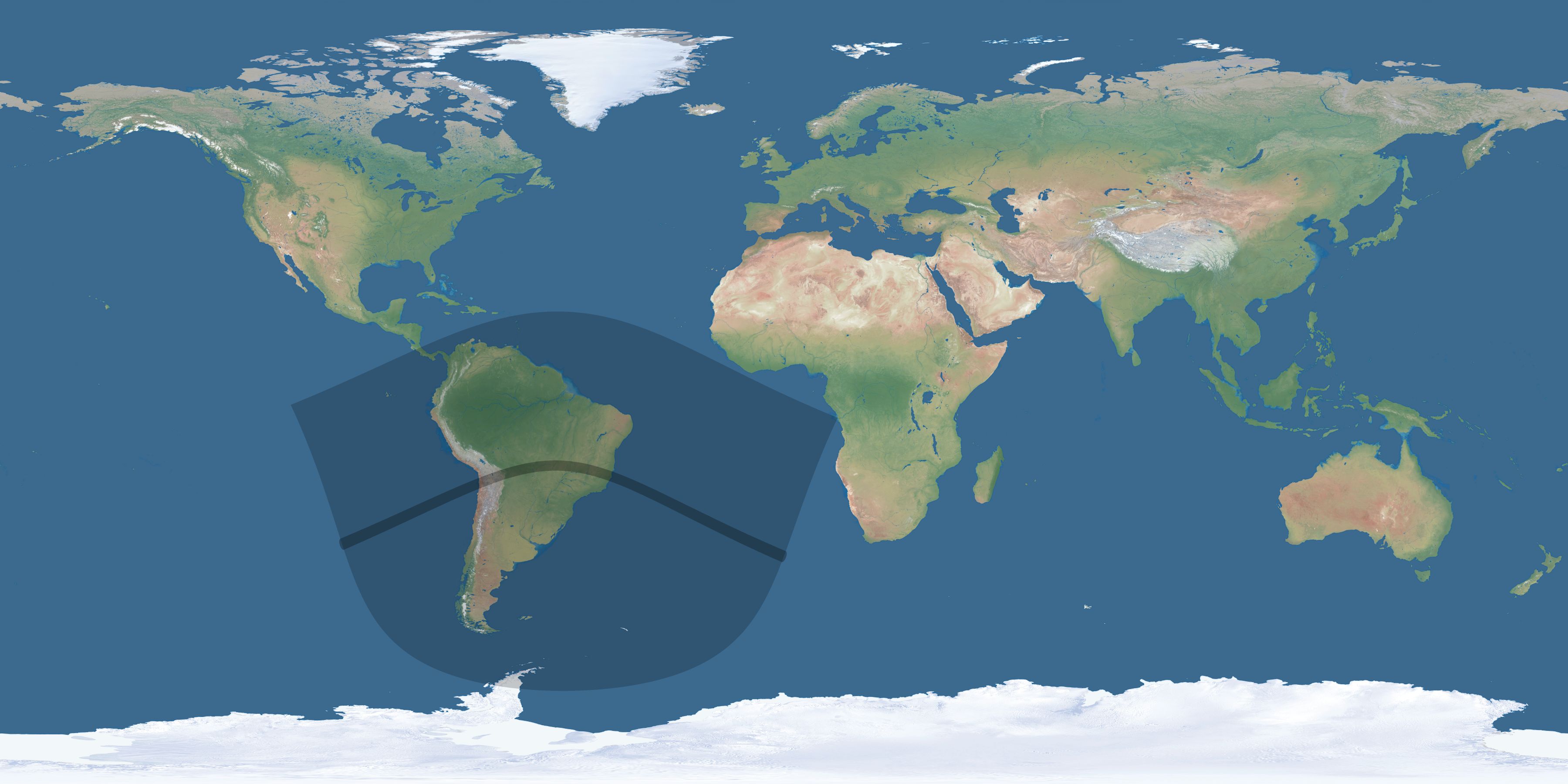 Map of the umbra and penumbra path of the solar eclipse of 07/10/1907