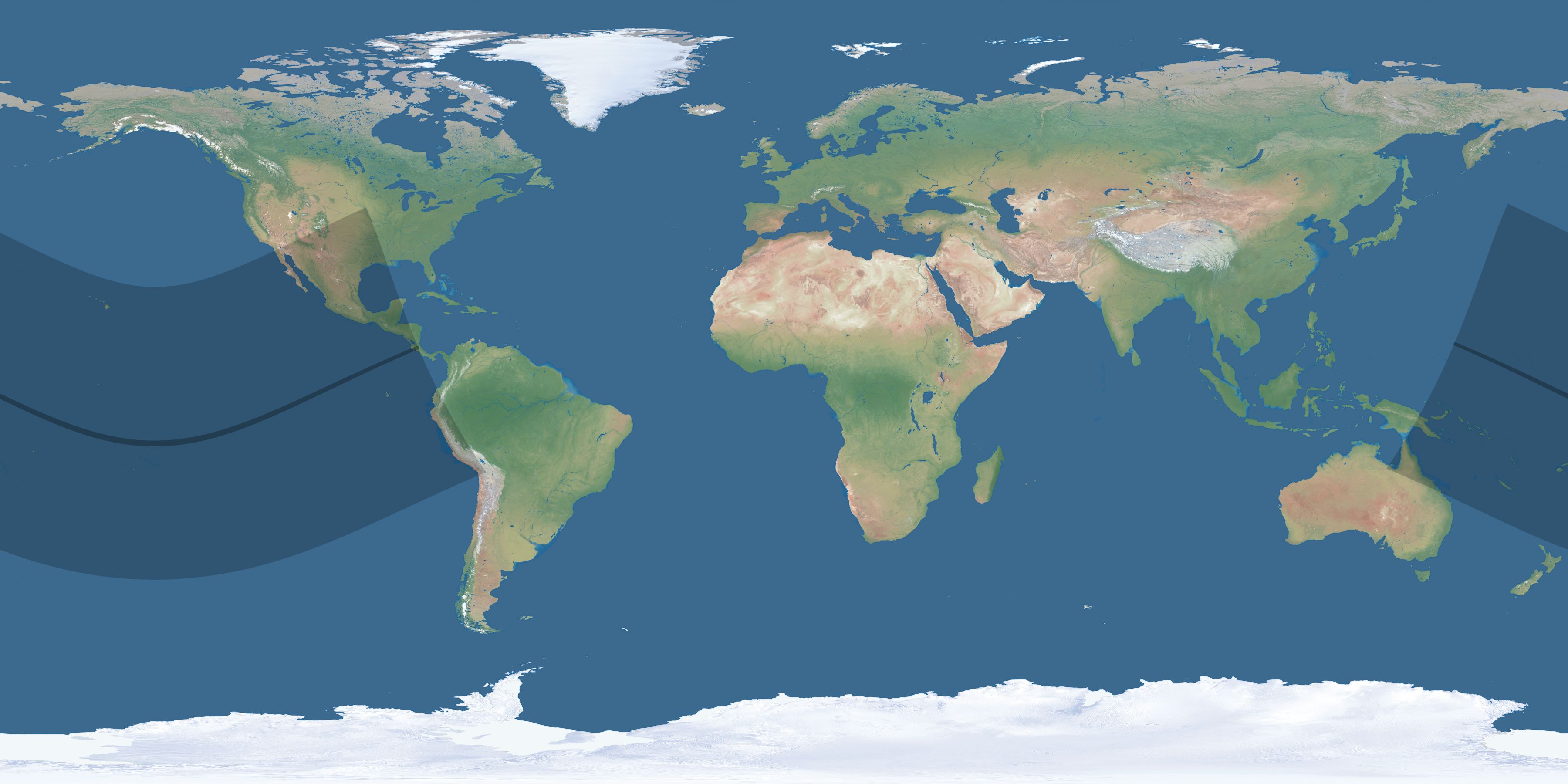 Map of the umbra and penumbra path of the solar eclipse of 01/03/1908