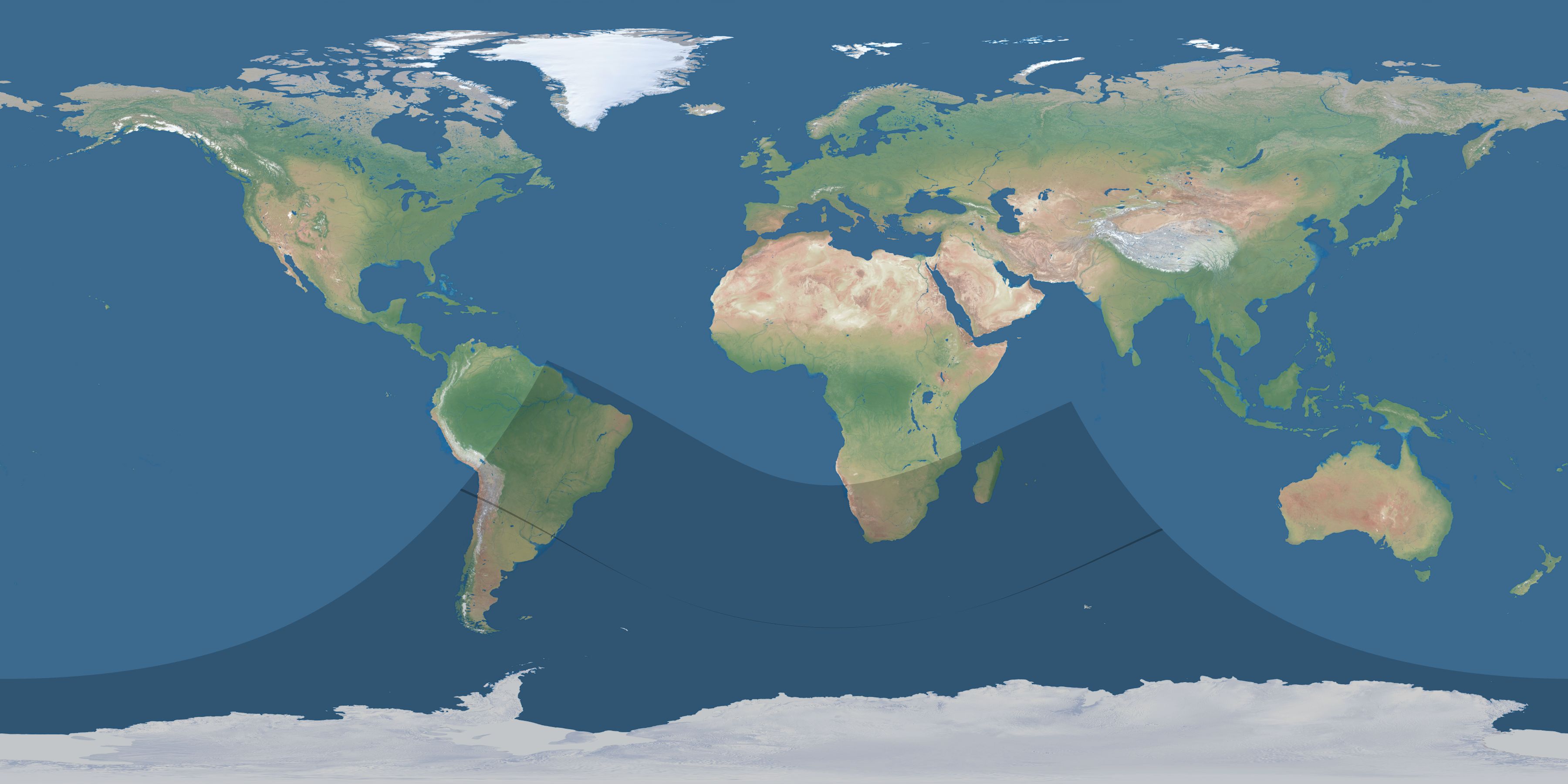 Map of the umbra and penumbra path of the solar eclipse of 12/23/1908