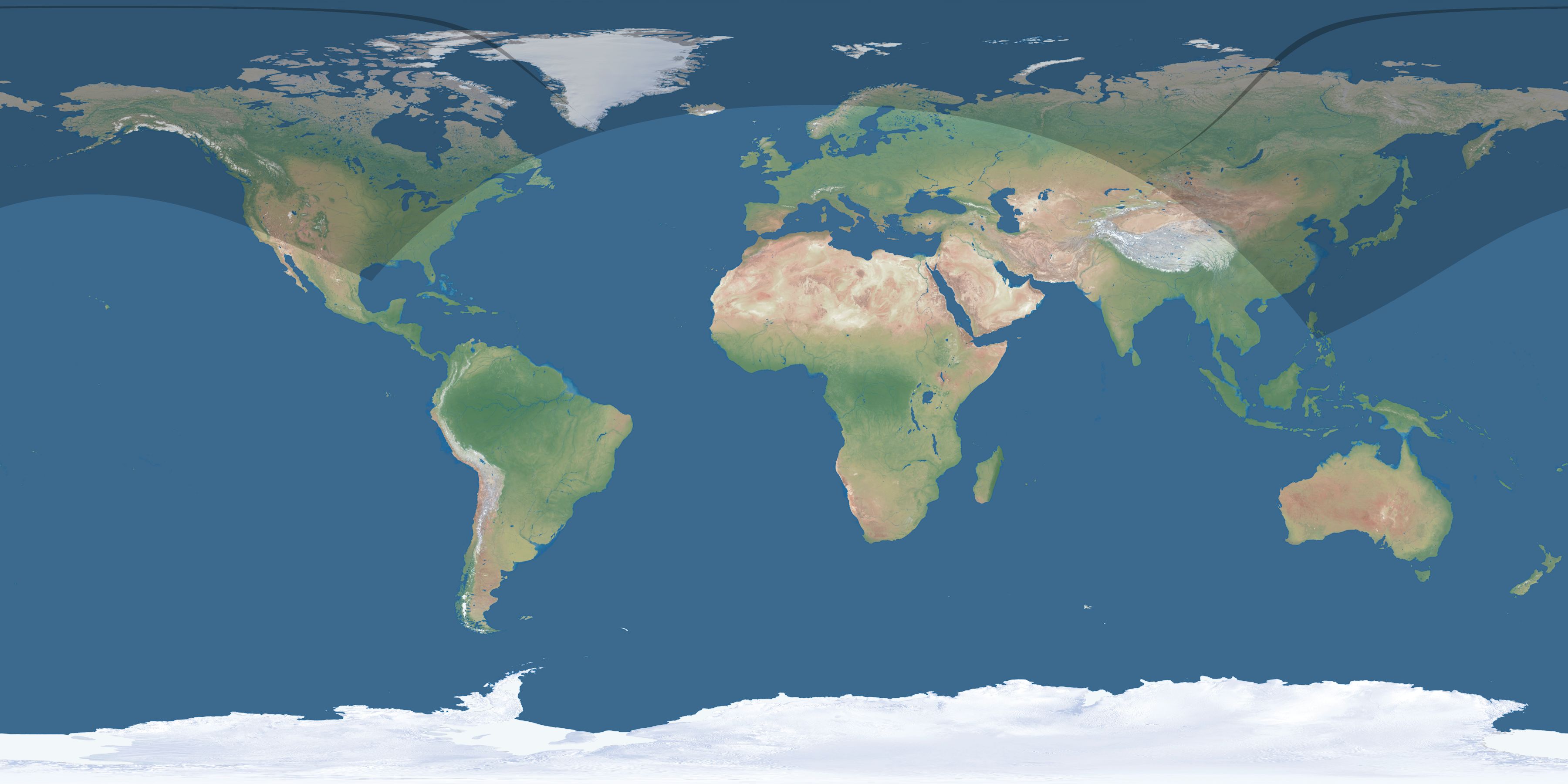Map of the umbra and penumbra path of the solar eclipse of 06/17/1909