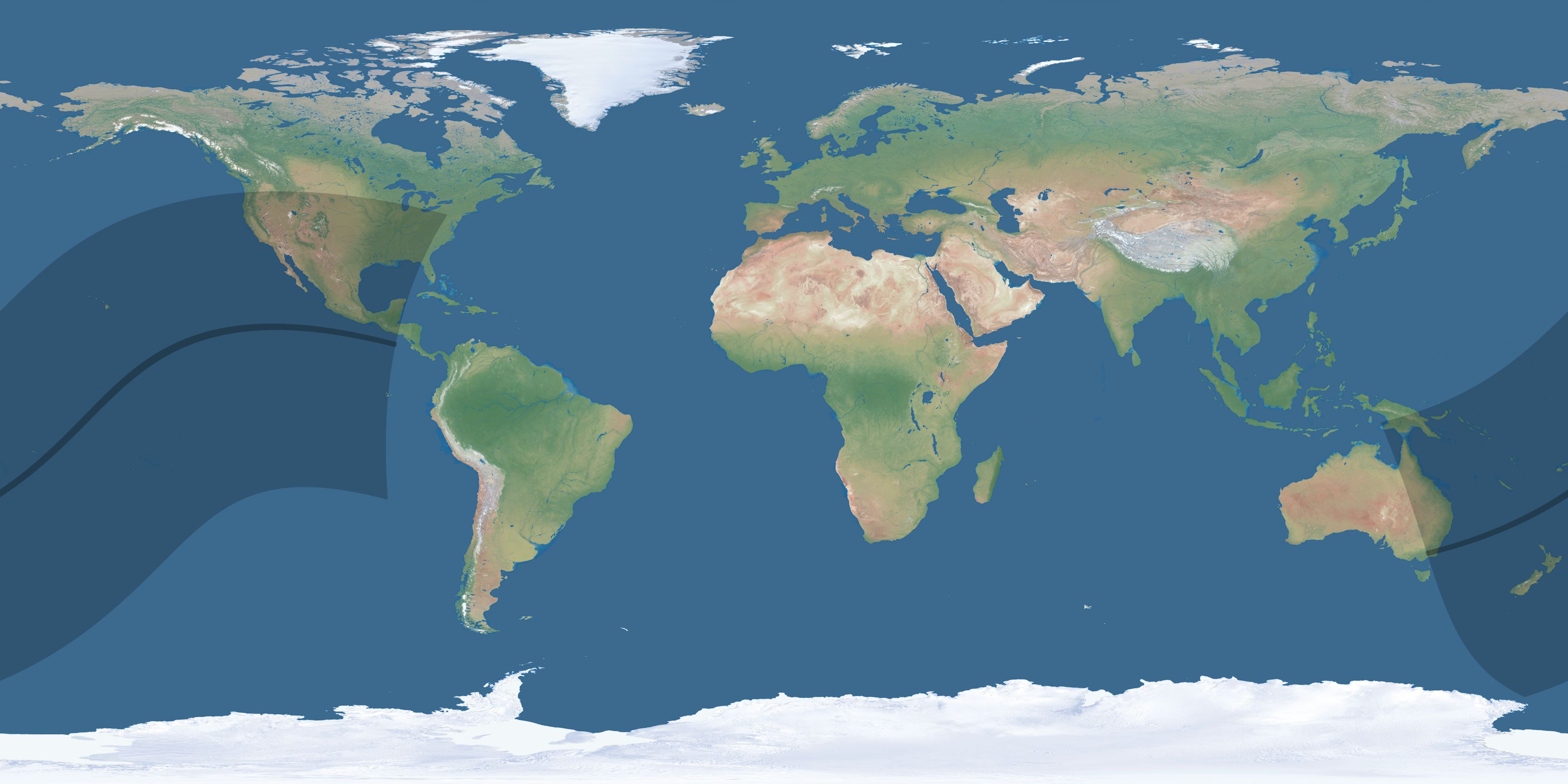 Map of the umbra and penumbra path of the solar eclipse of 04/28/1911
