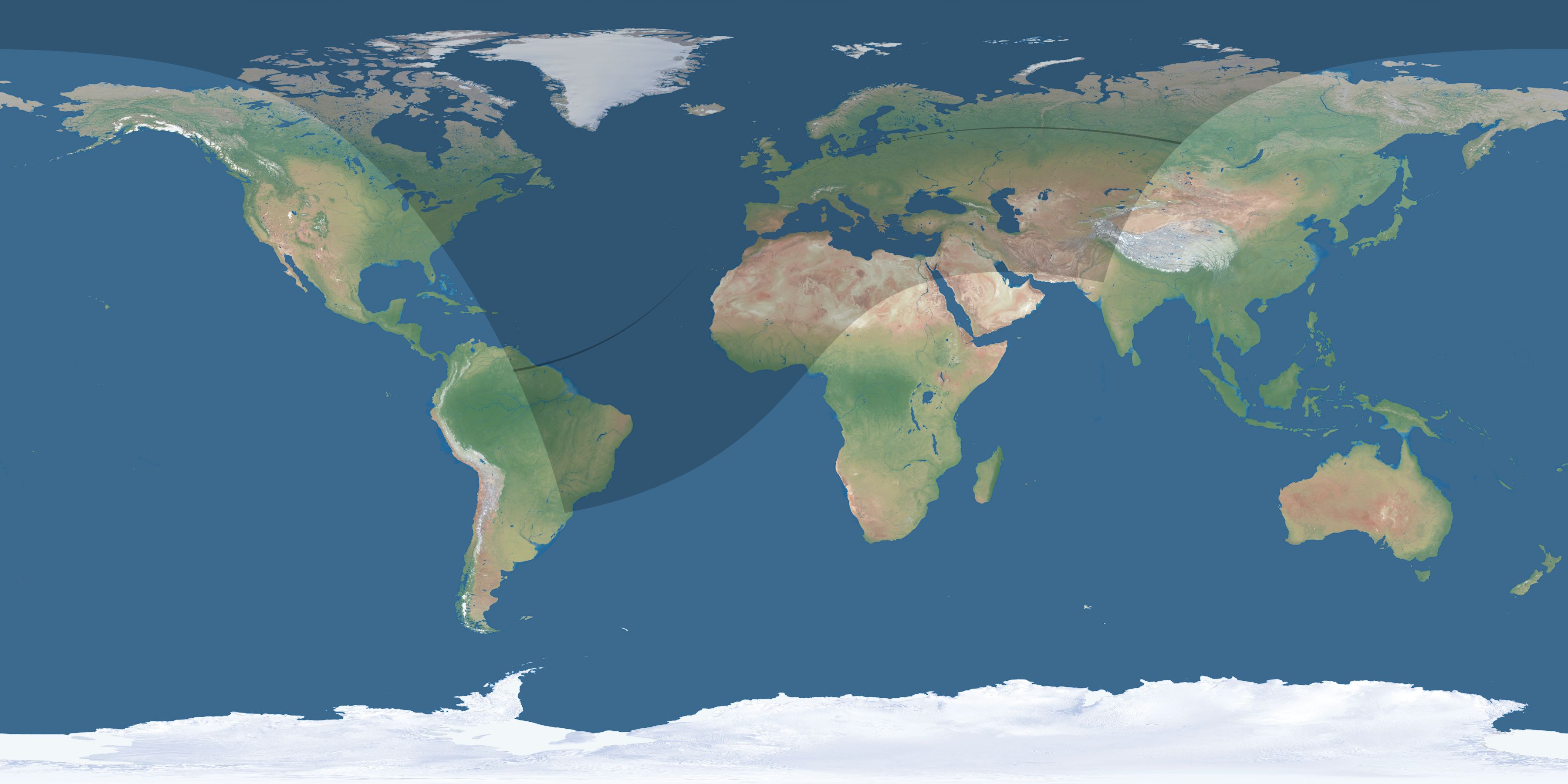 Map of the umbra and penumbra path of the solar eclipse of 04/17/1912