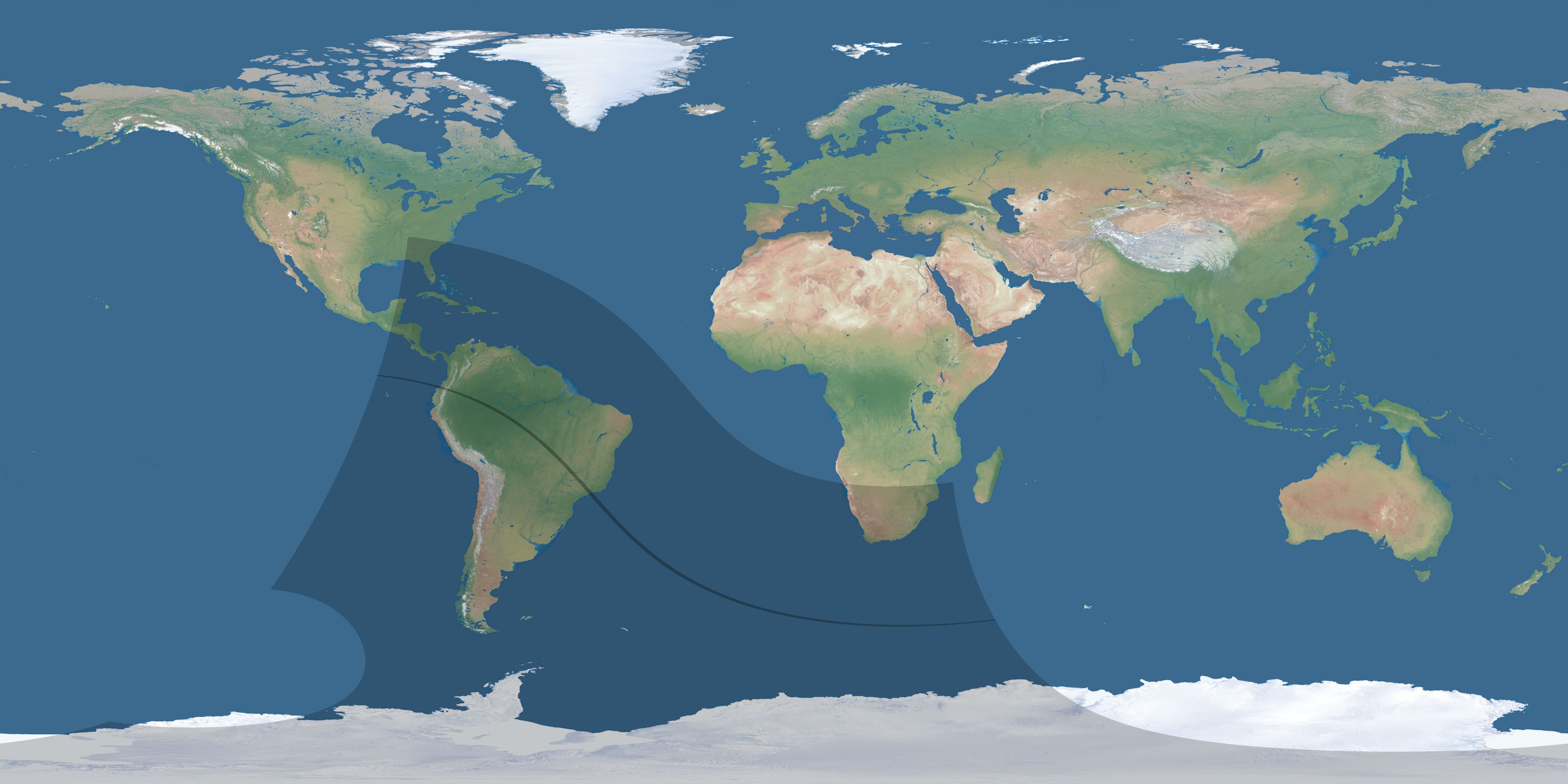 Map of the umbra and penumbra path of the solar eclipse of 10/10/1912