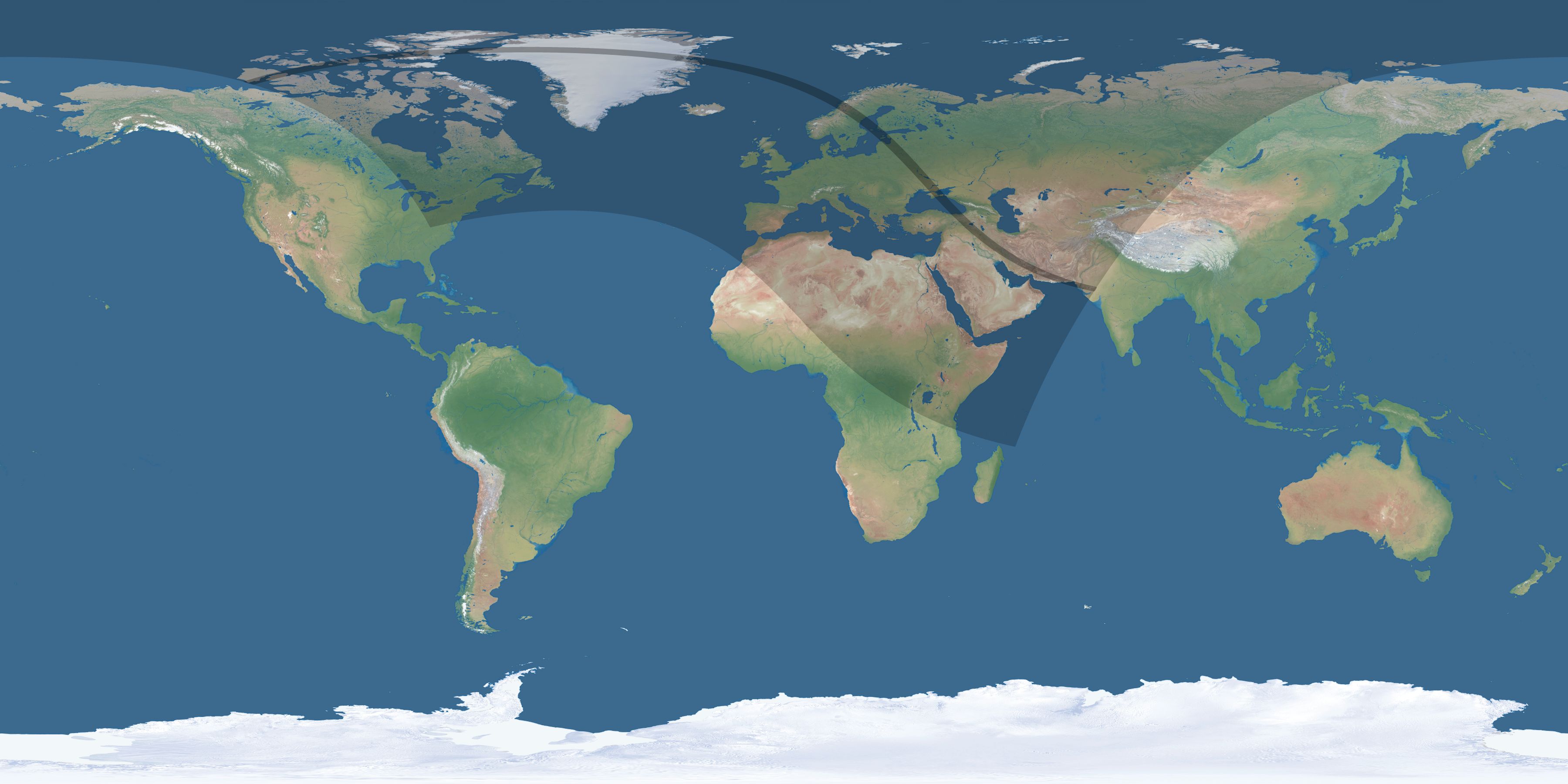 Map of the umbra and penumbra path of the solar eclipse of 08/21/1914