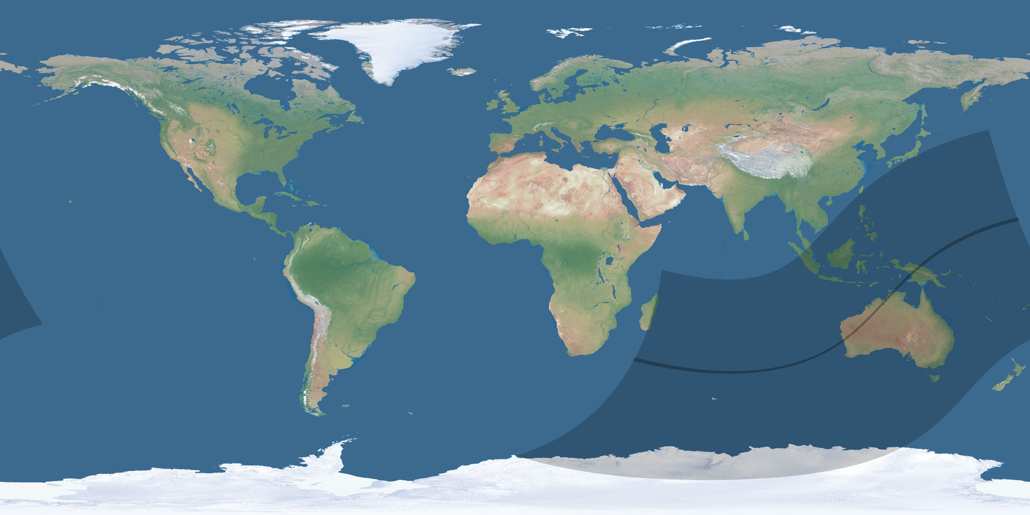 Map of the umbra and penumbra path of the solar eclipse of 02/14/1915