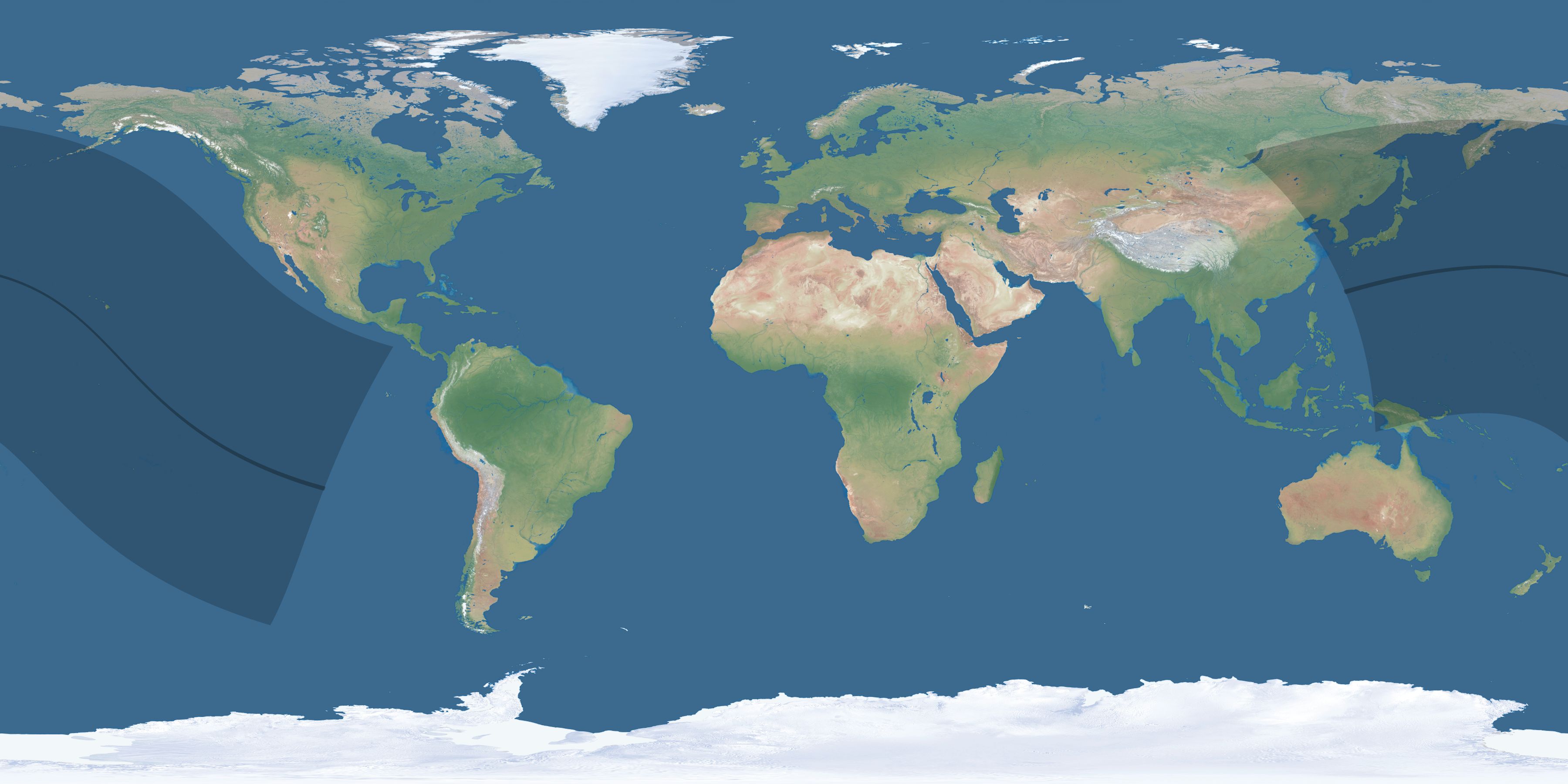 Map of the umbra and penumbra path of the solar eclipse of 08/10/1915