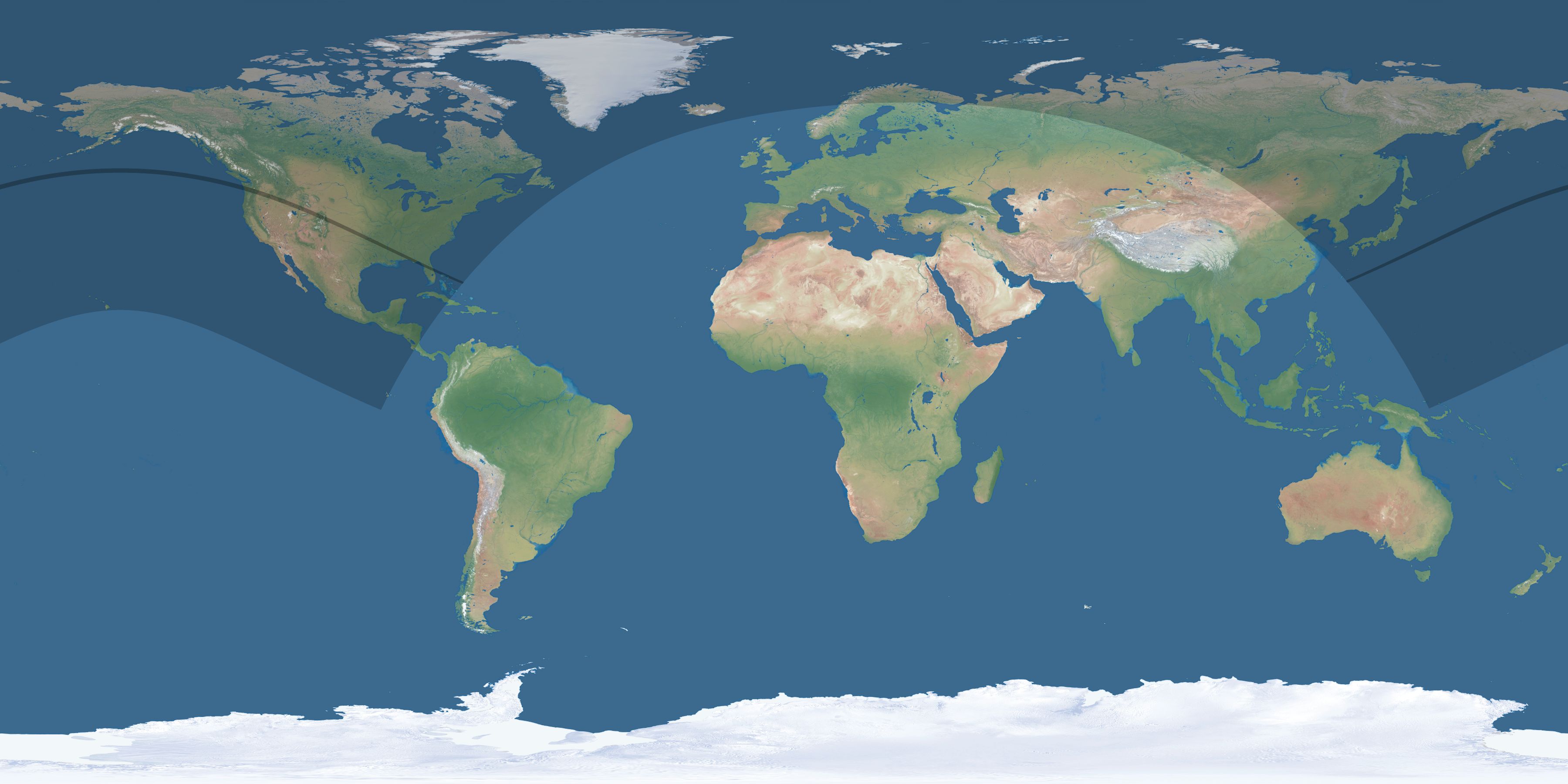 Map of the umbra and penumbra path of the solar eclipse of 06/08/1918