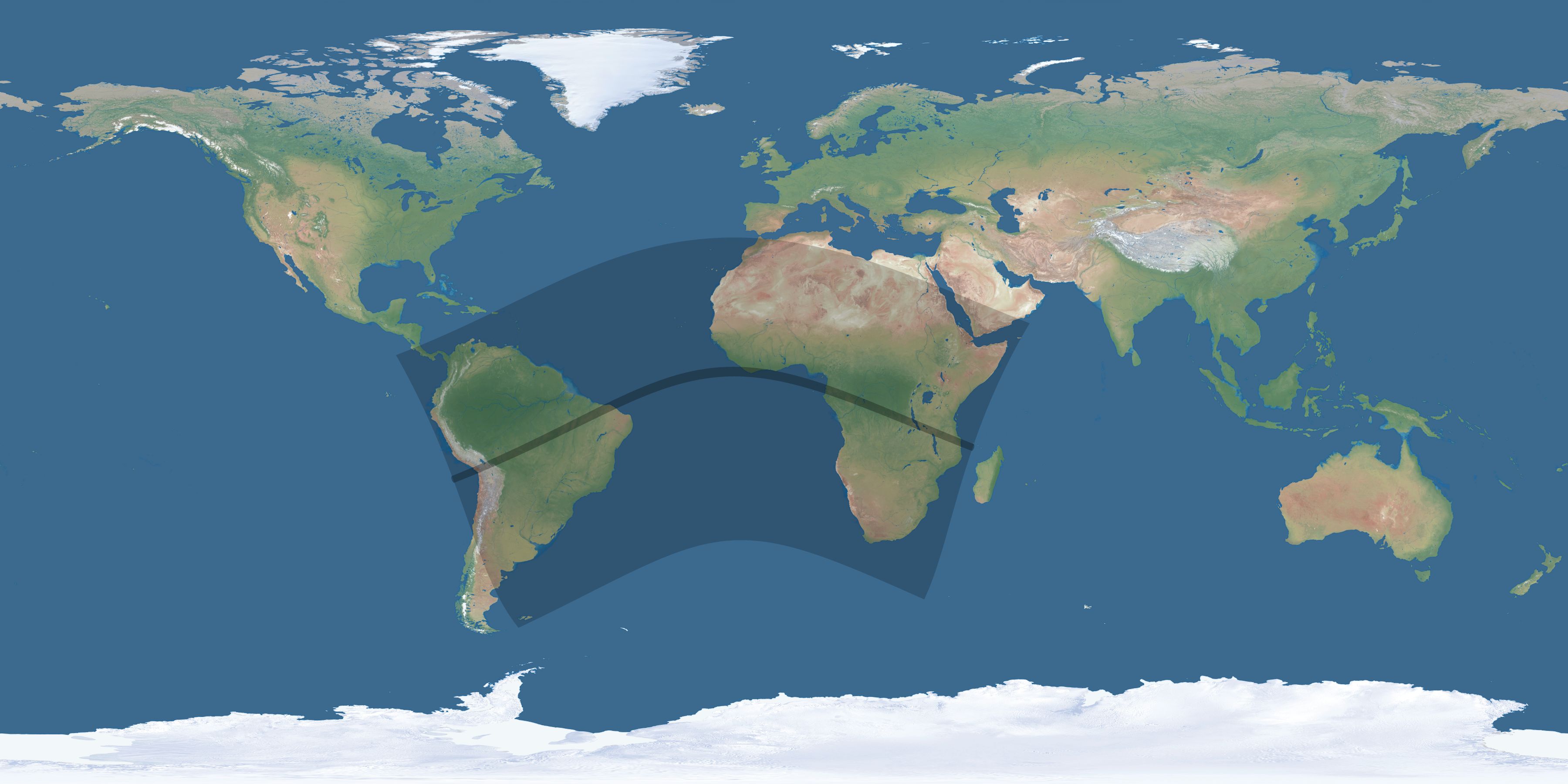 Map of the umbra and penumbra path of the solar eclipse of 05/29/1919