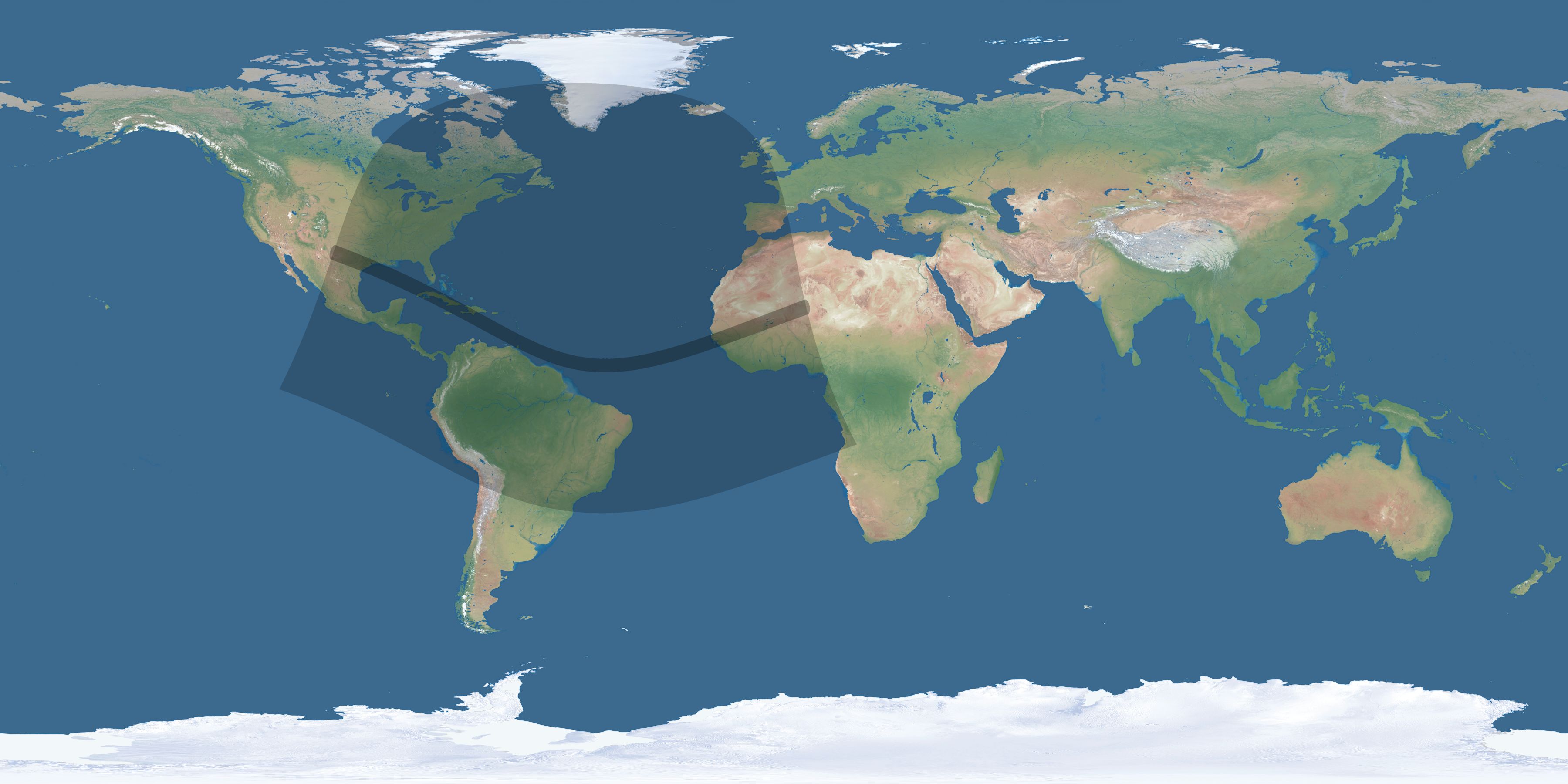Map of the umbra and penumbra path of the solar eclipse of 11/22/1919