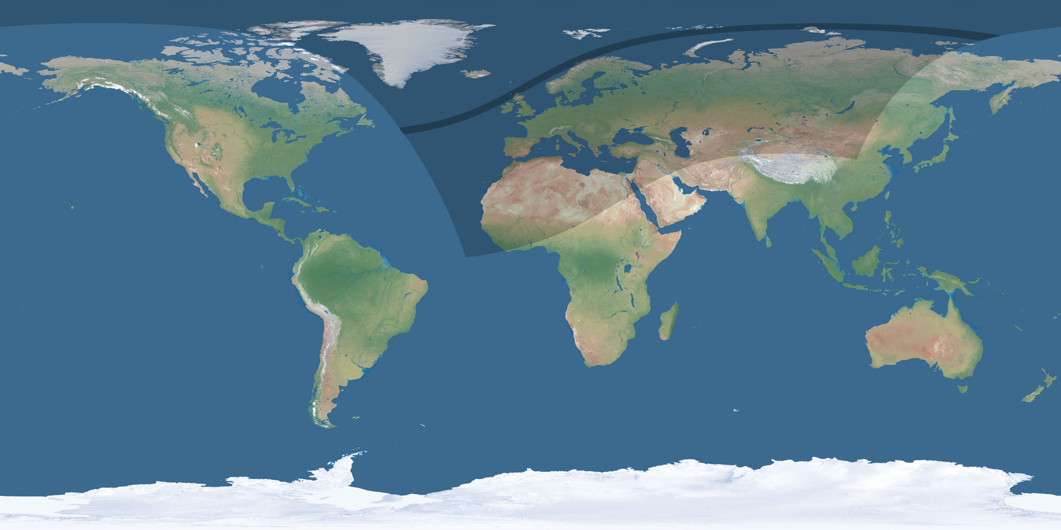 Map of the umbra and penumbra path of the solar eclipse of 04/08/1921