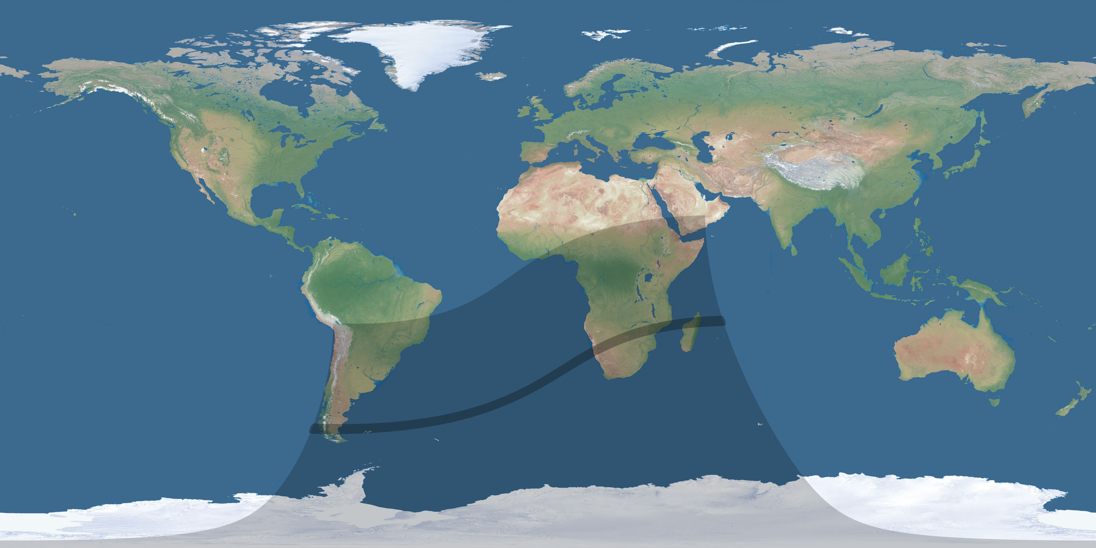 Map of the umbra and penumbra path of the solar eclipse of 03/17/1923