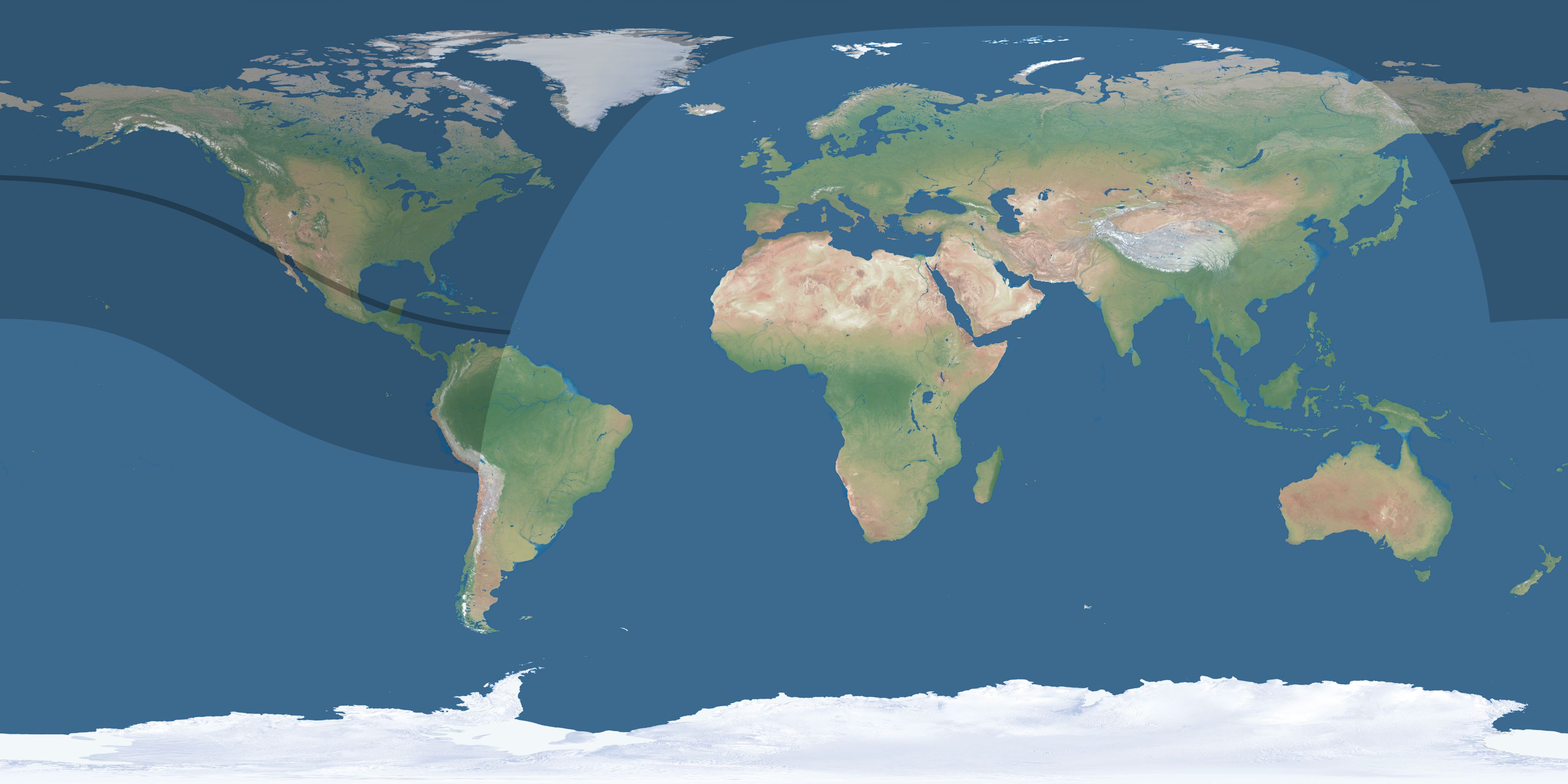 Map of the umbra and penumbra path of the solar eclipse of 09/10/1923