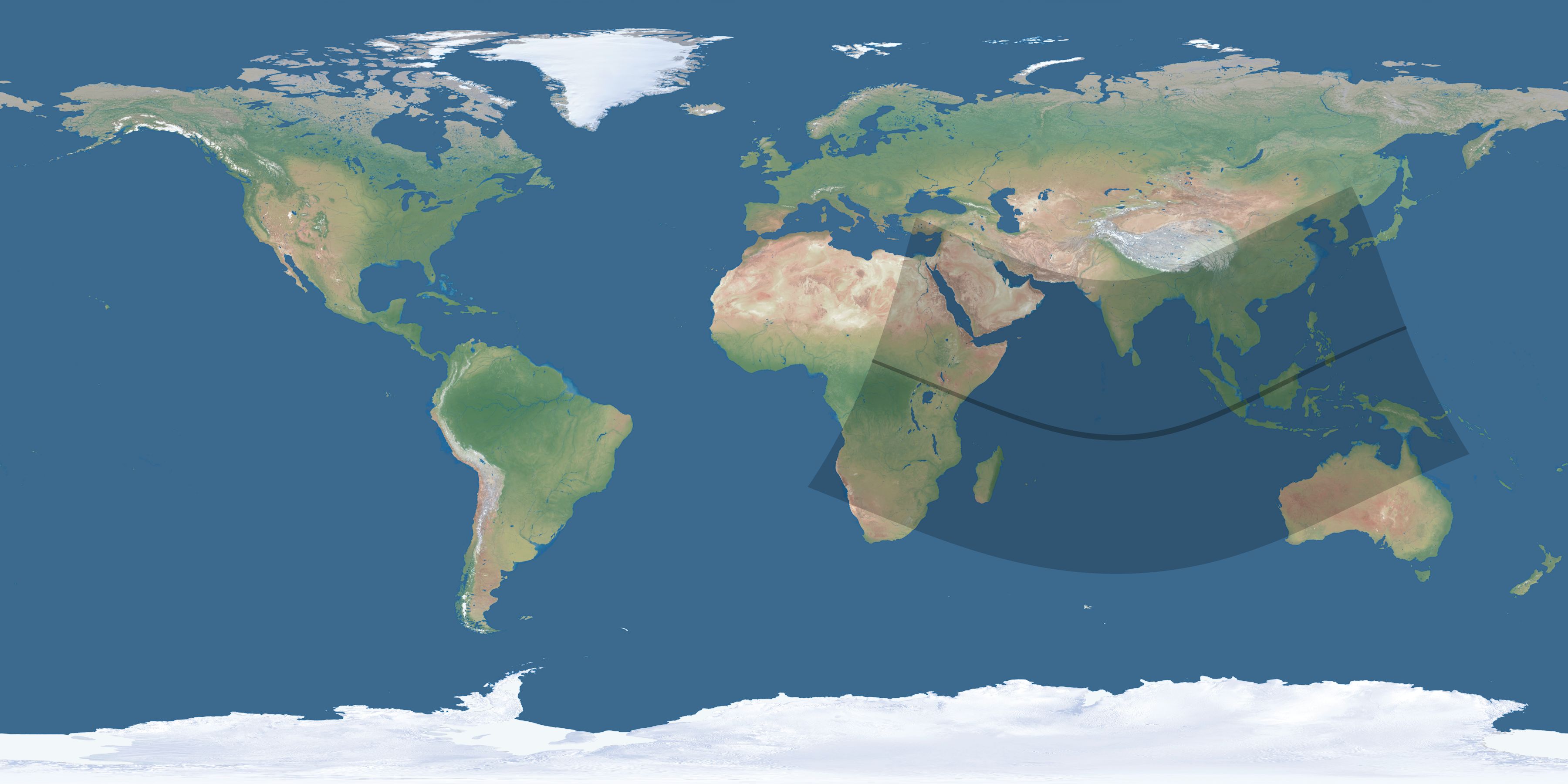 Map of the umbra and penumbra path of the solar eclipse of 01/14/1926