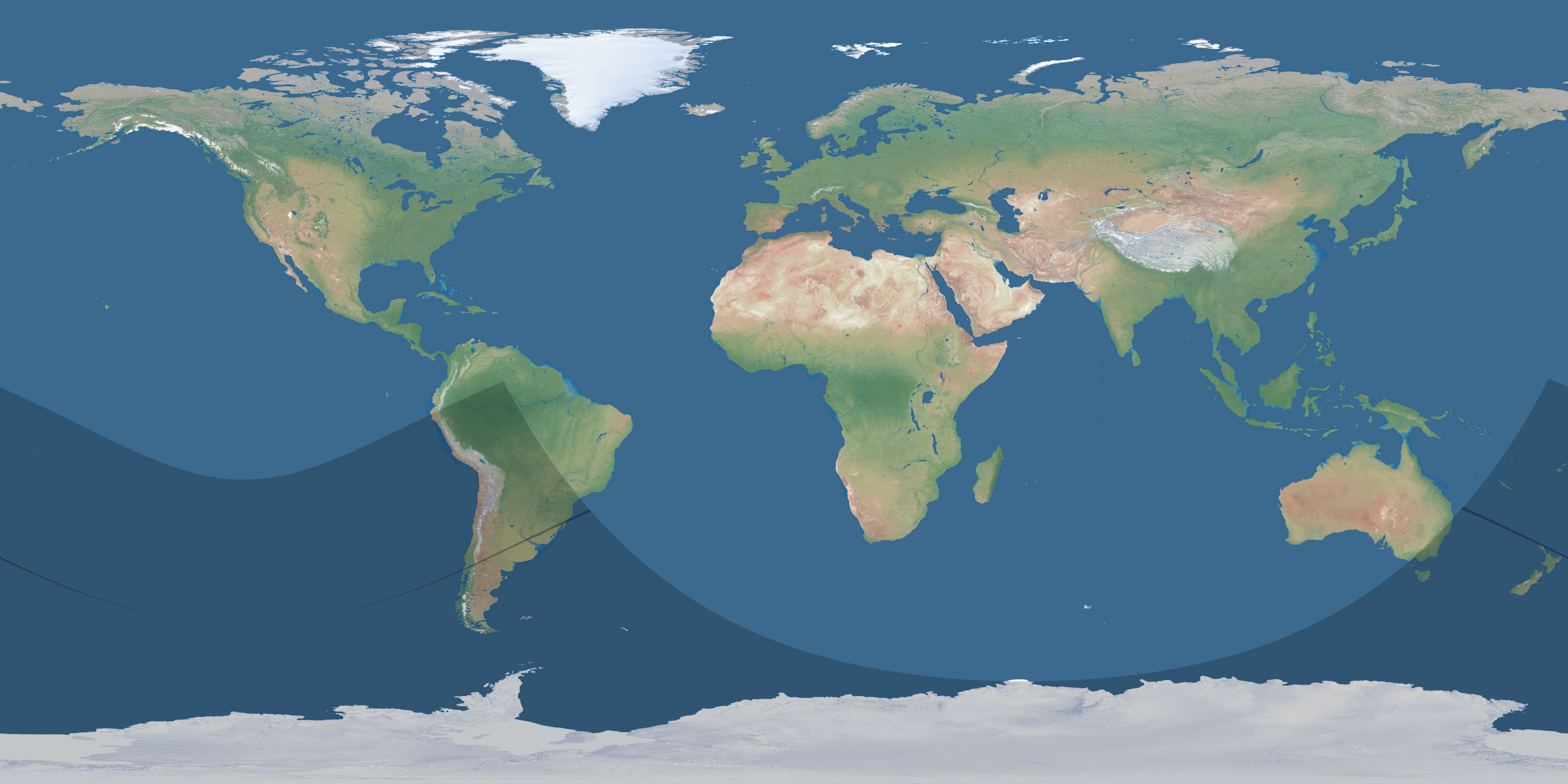 Map of the umbra and penumbra path of the solar eclipse of 01/03/1927