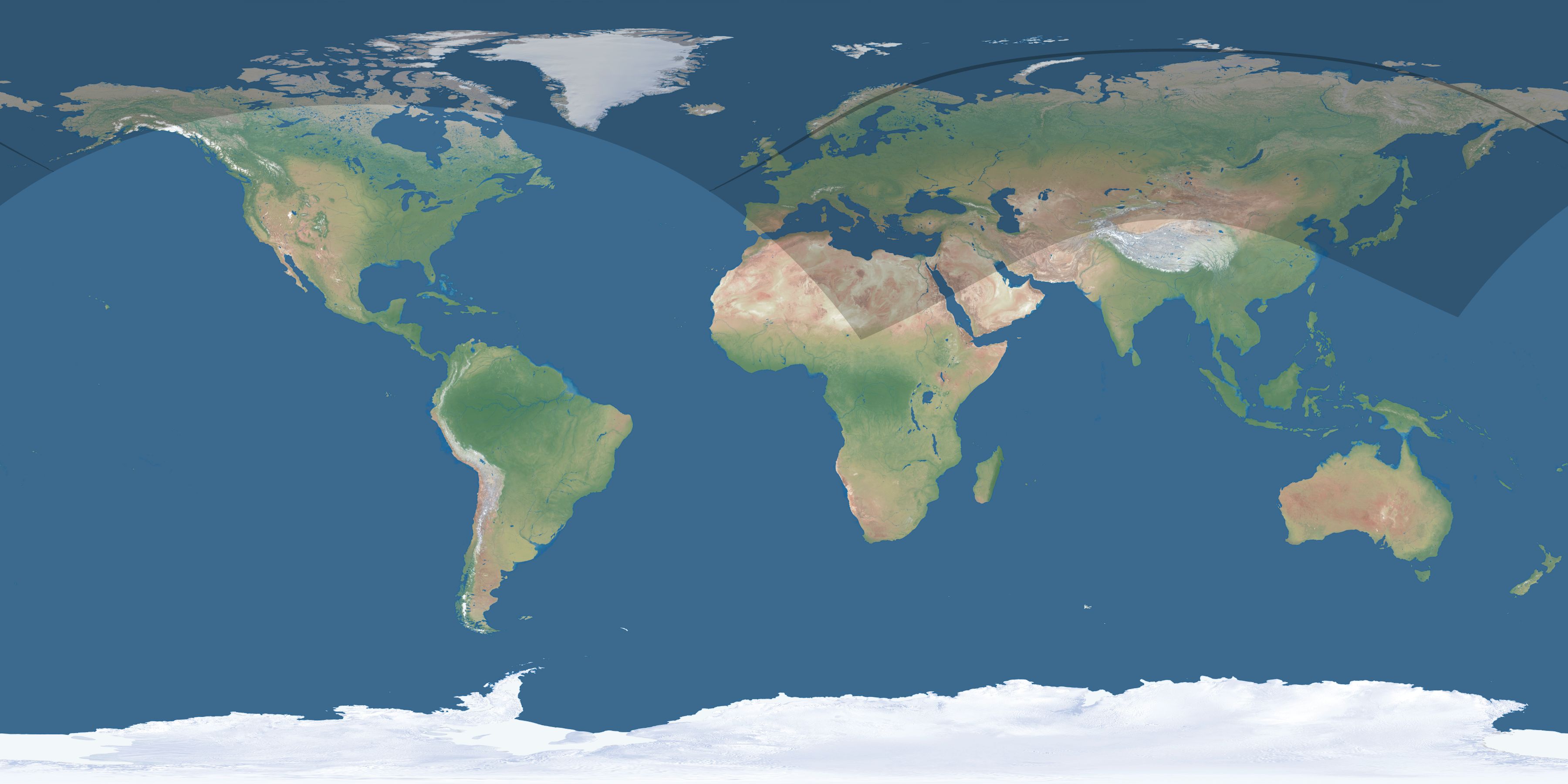 Map of the umbra and penumbra path of the solar eclipse of 06/29/1927