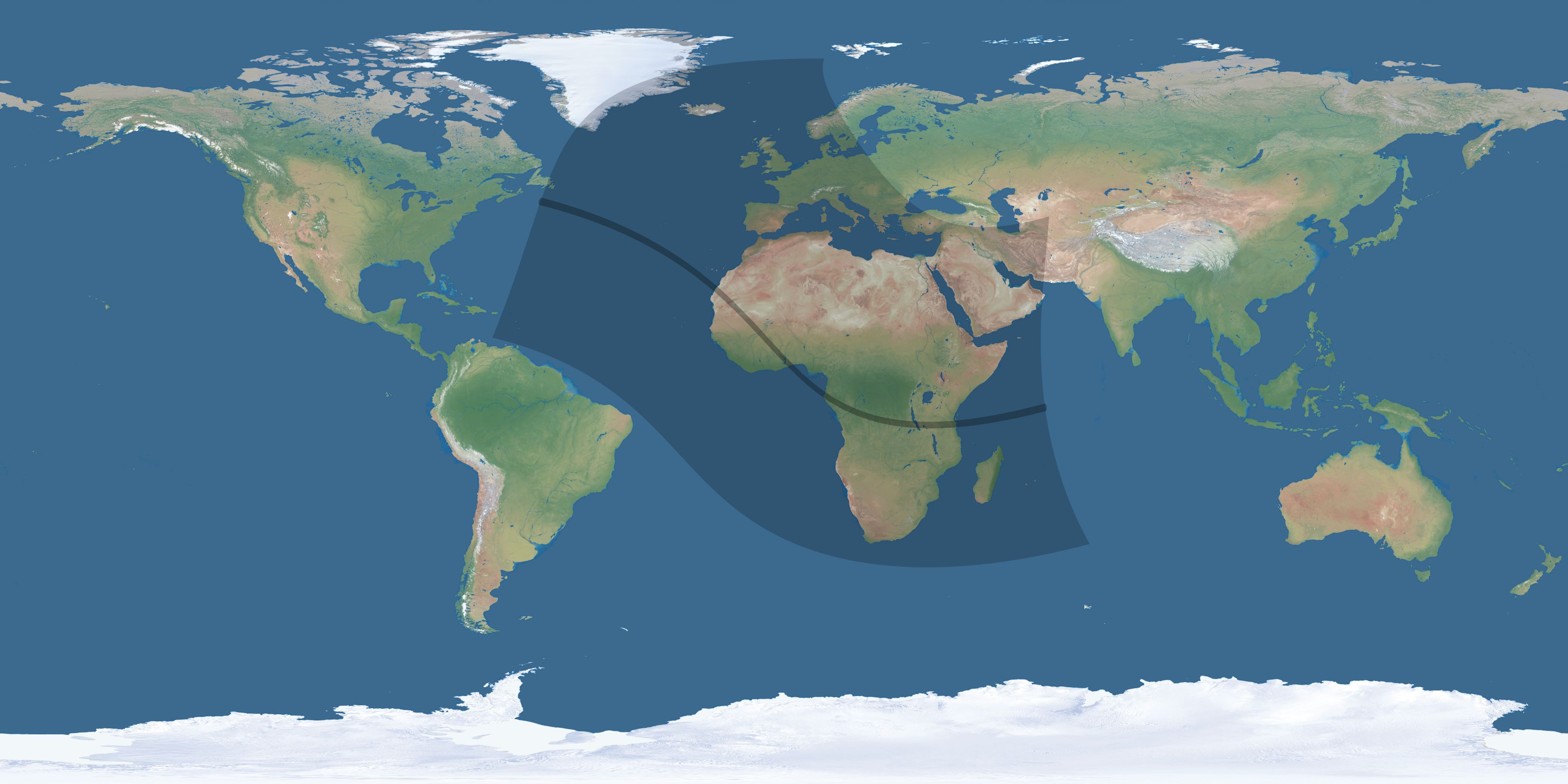 Map of the umbra and penumbra path of the solar eclipse of 11/01/1929