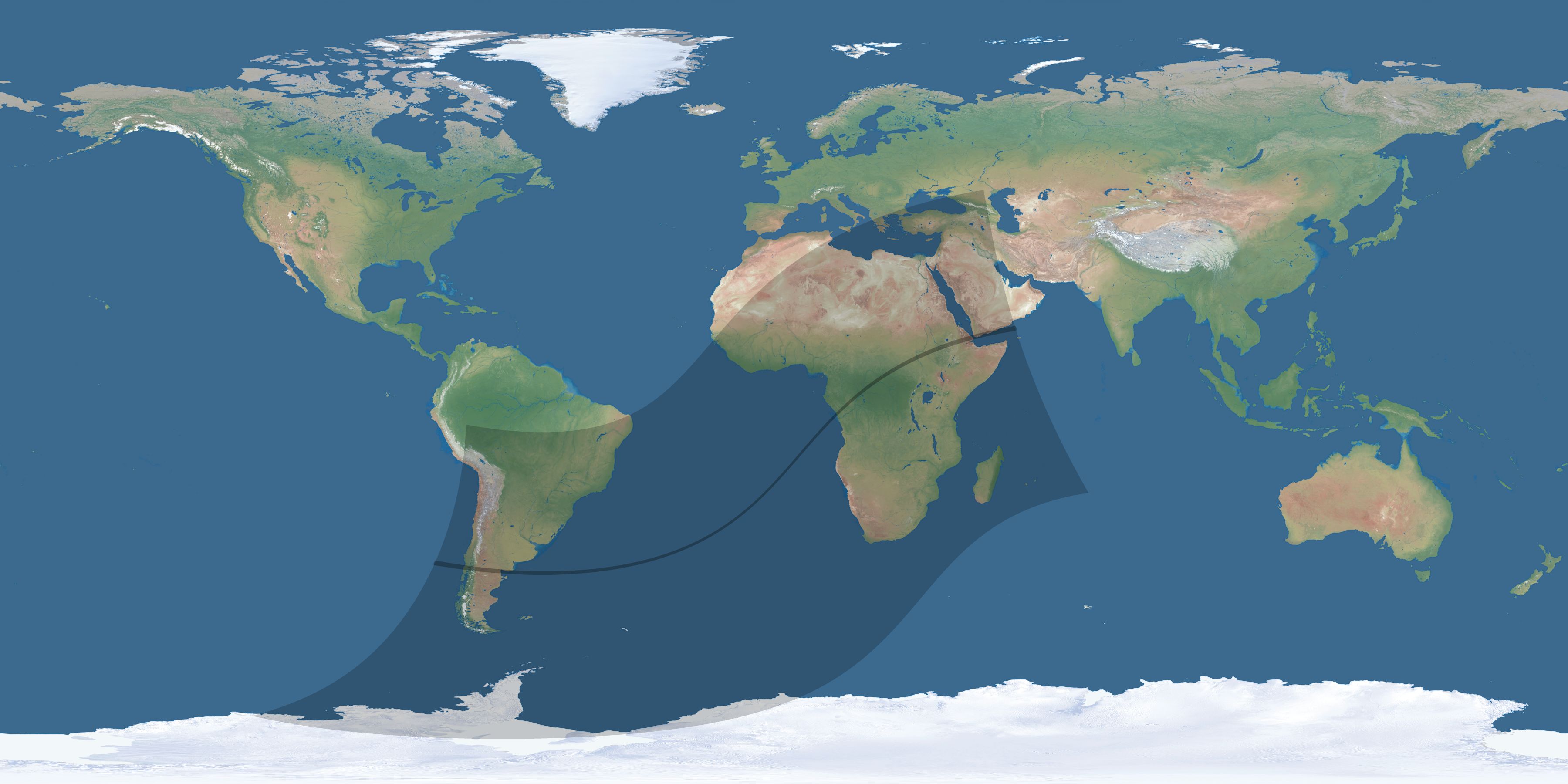 Map of the umbra and penumbra path of the solar eclipse of 02/24/1933