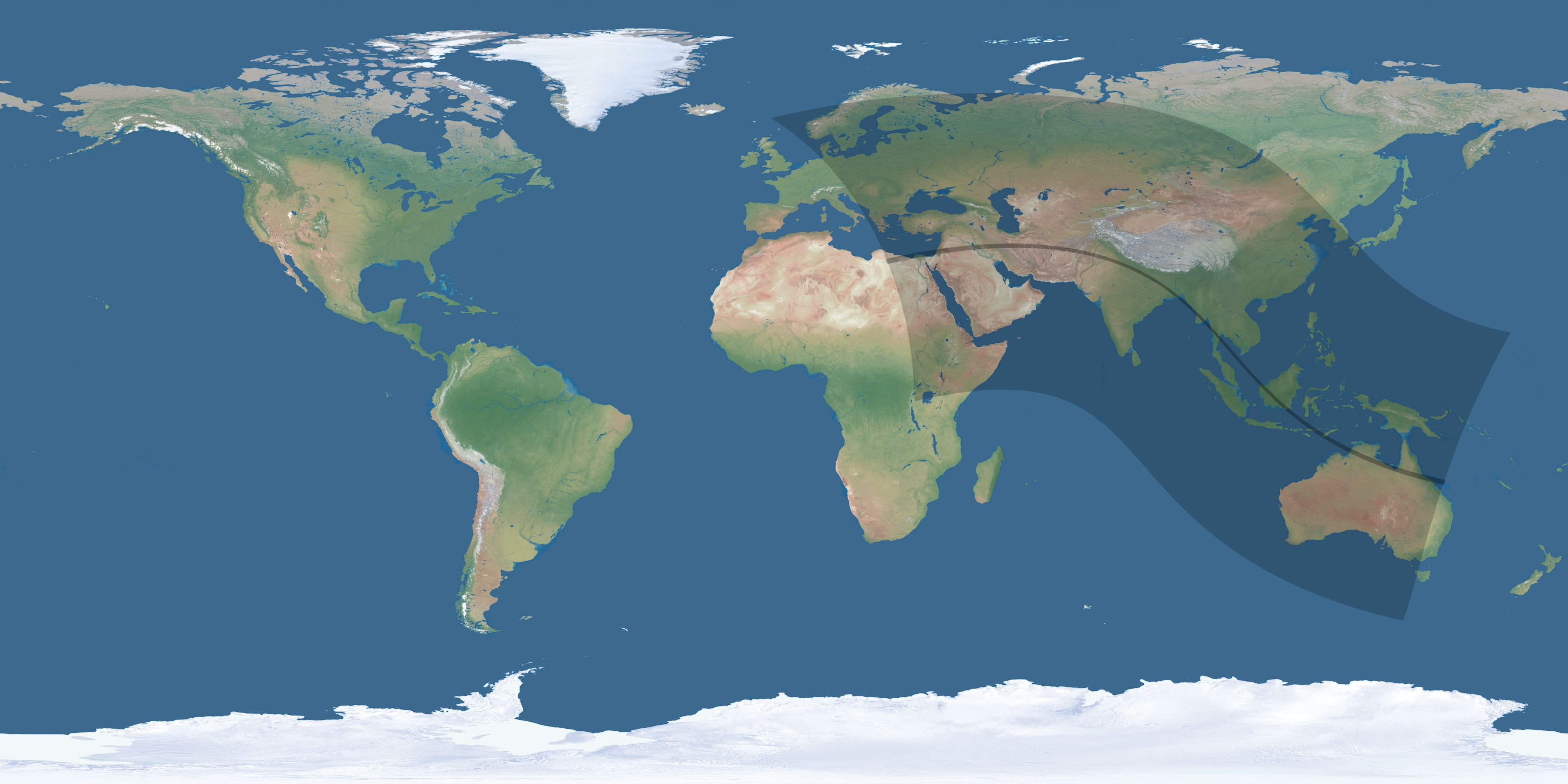 Map of the umbra and penumbra path of the solar eclipse of 08/21/1933