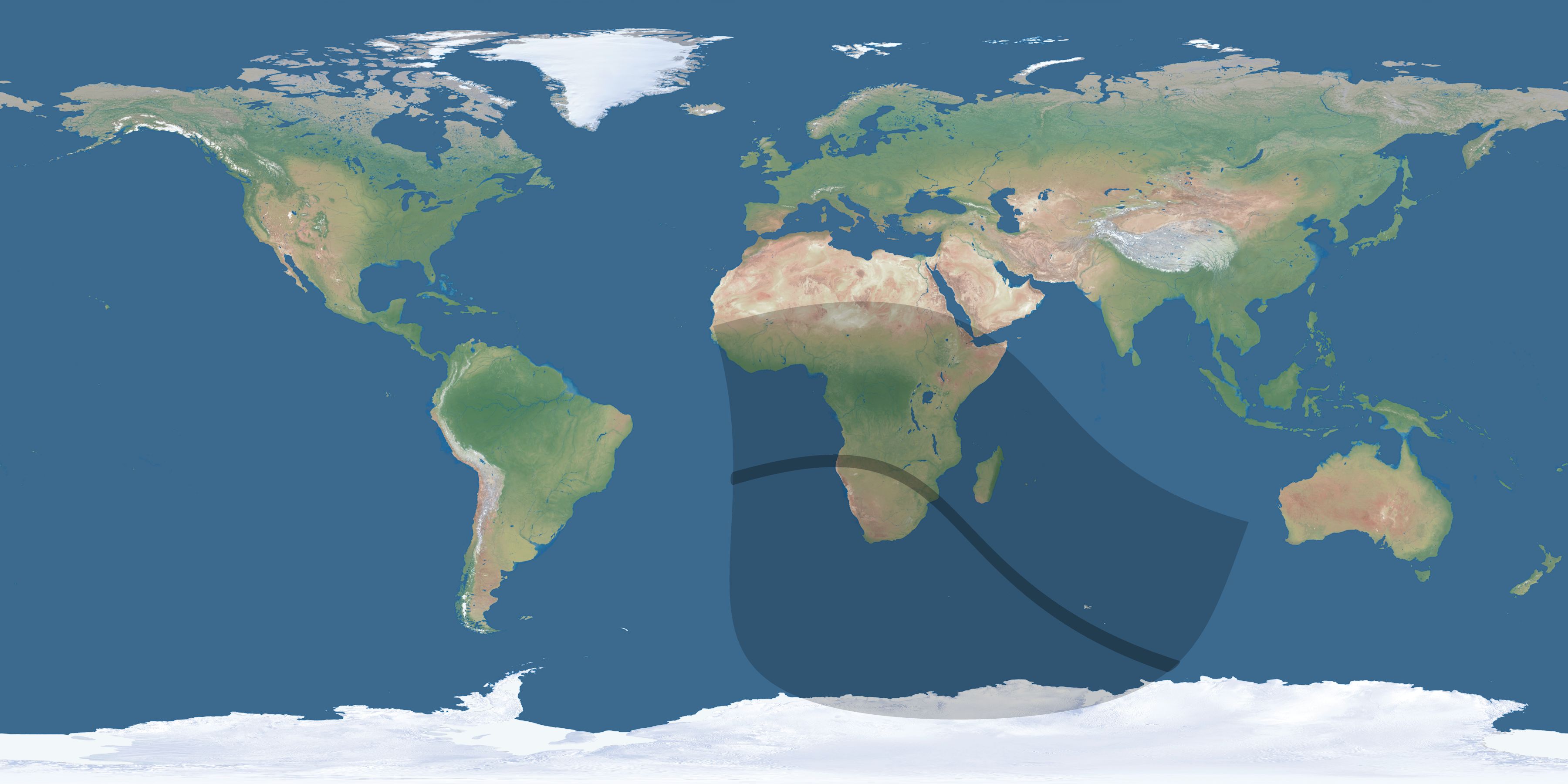 Map of the umbra and penumbra path of the solar eclipse of 08/10/1934